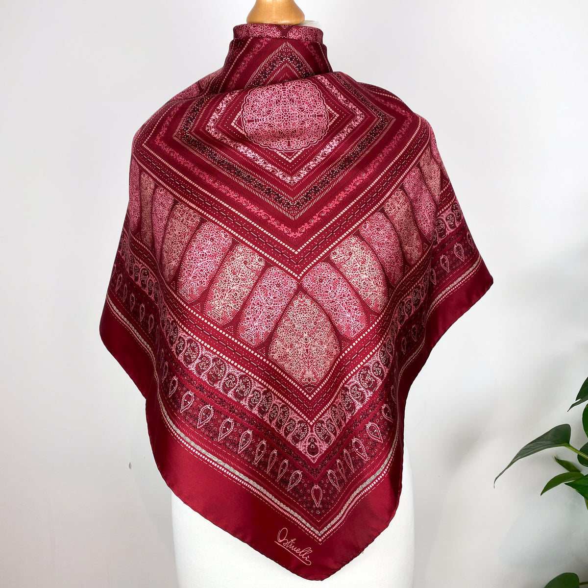 Unworn 1970s Ostinelli Paisley Vintage Silk Scarf