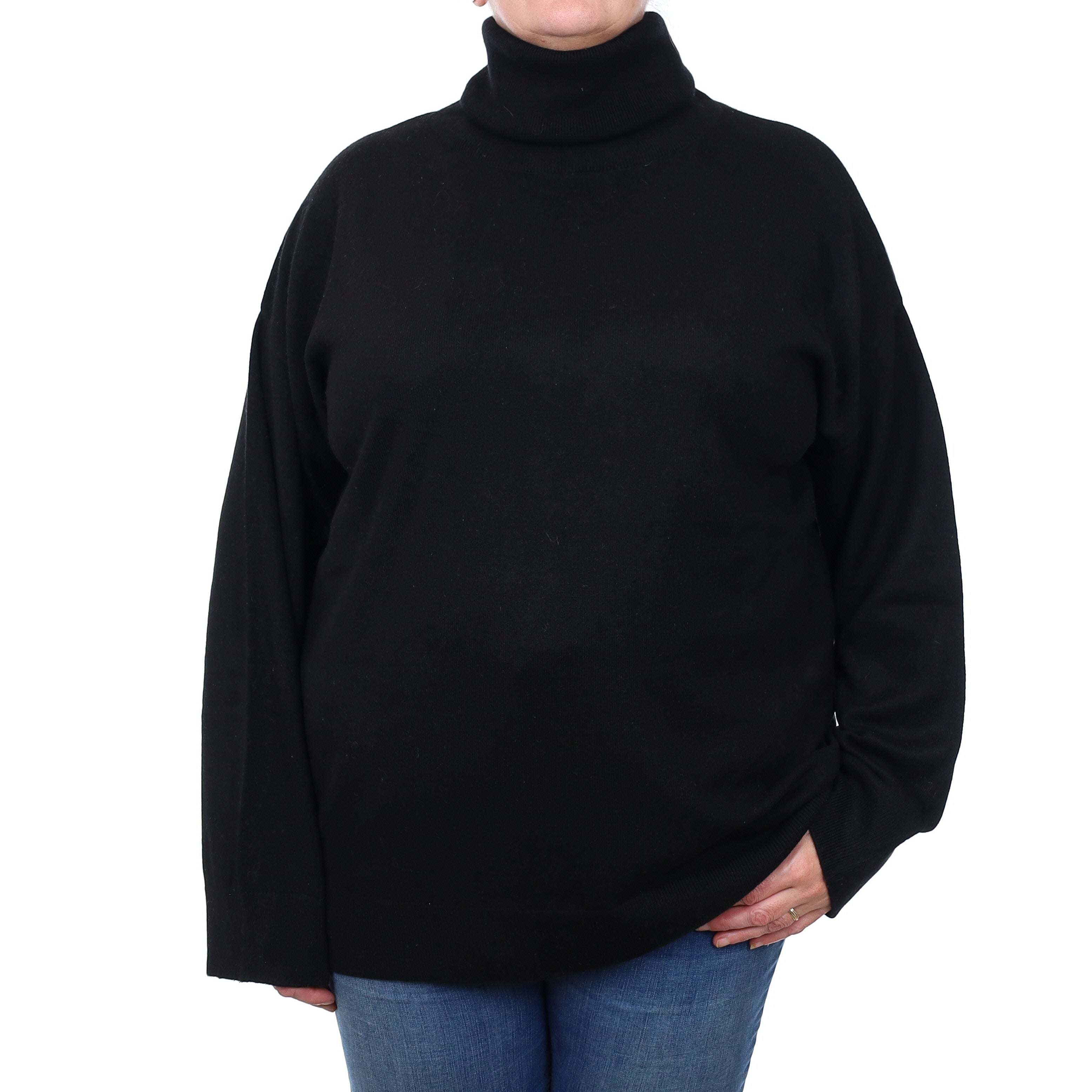 Black Cashmere Polo Neck Jumper Extra Extra Large
