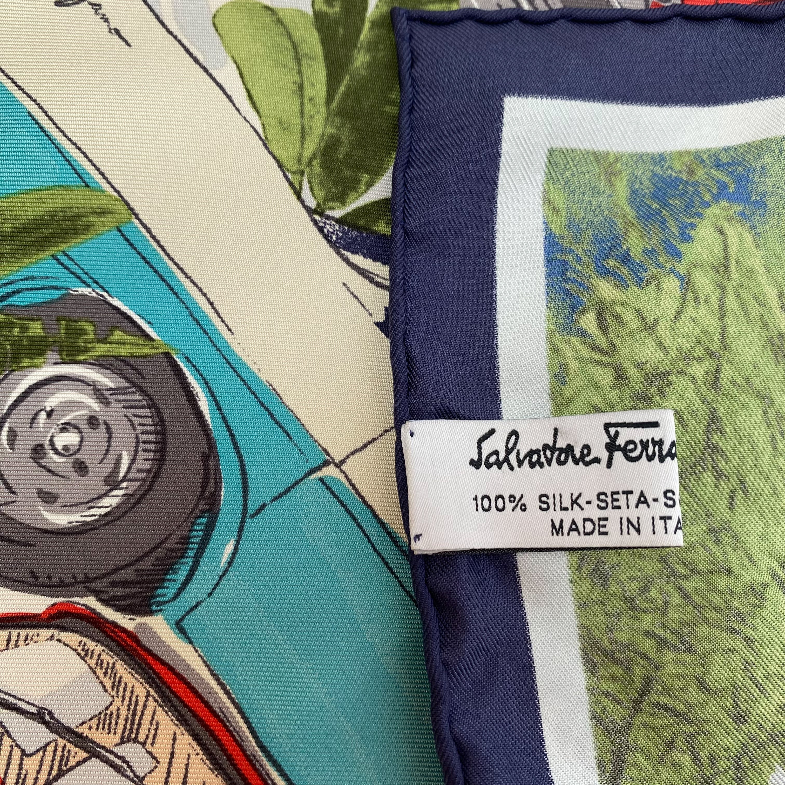 Salvadore Ferragamo Designer Car Silk Scarf
