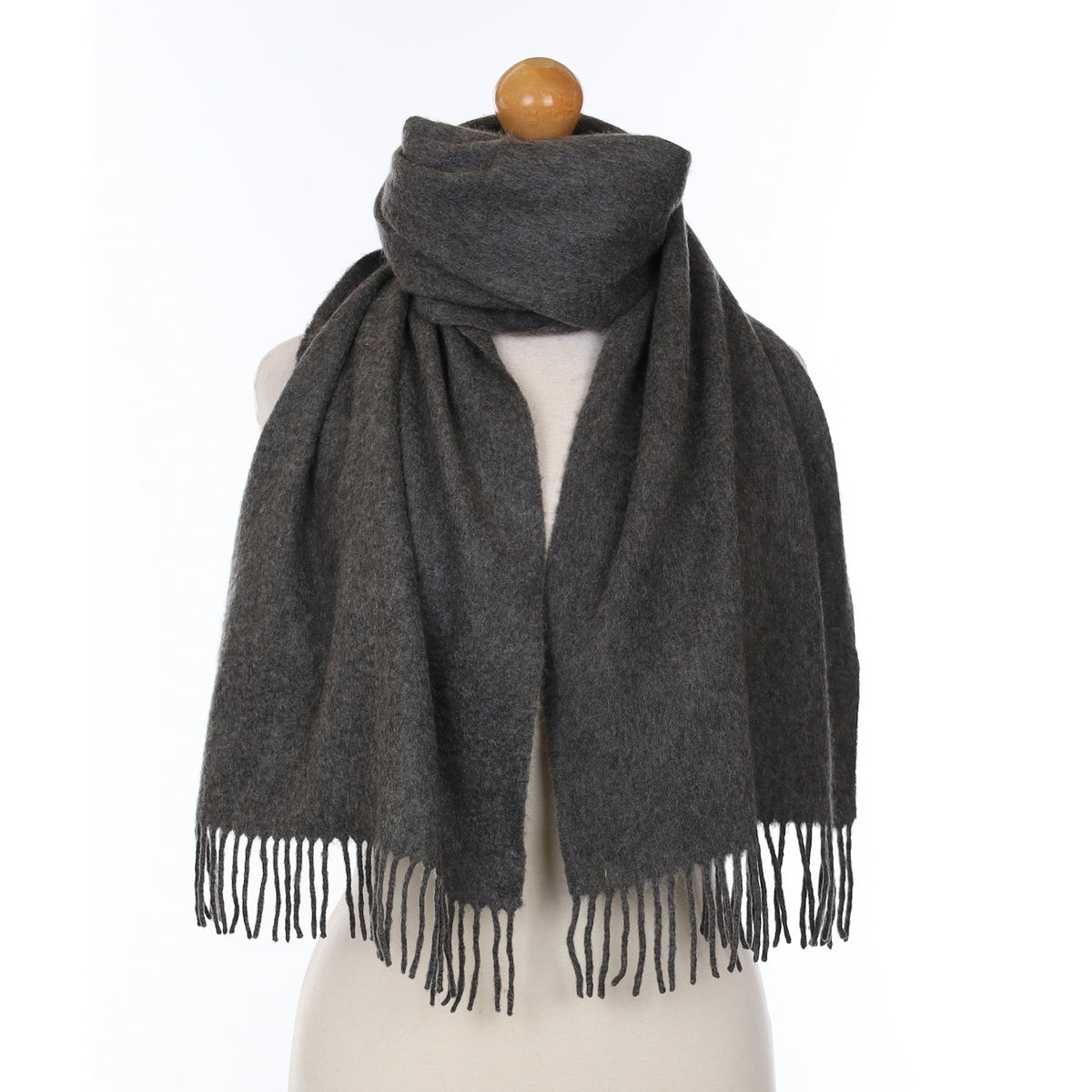 Charcoal Grey Cashmere Woven Scarf