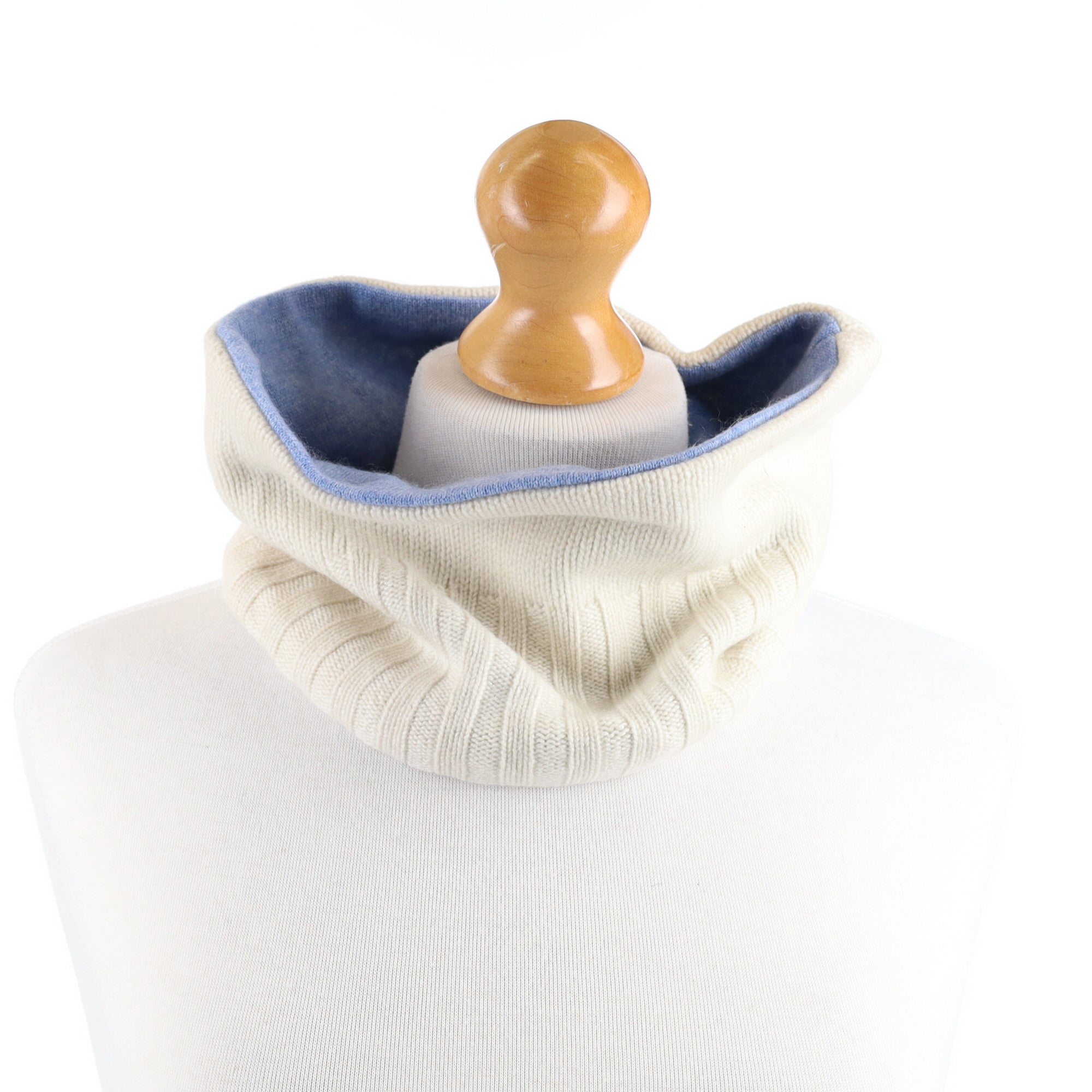Soft Blue and Rib Knit Cream Neck Warmer