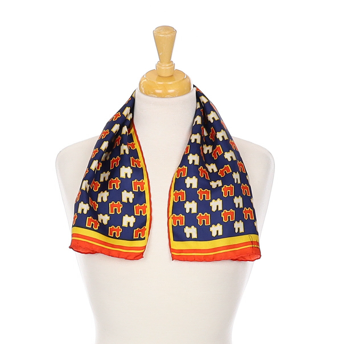 1970’s Richard Allan Blue, Red & Yellow Silk Scarf