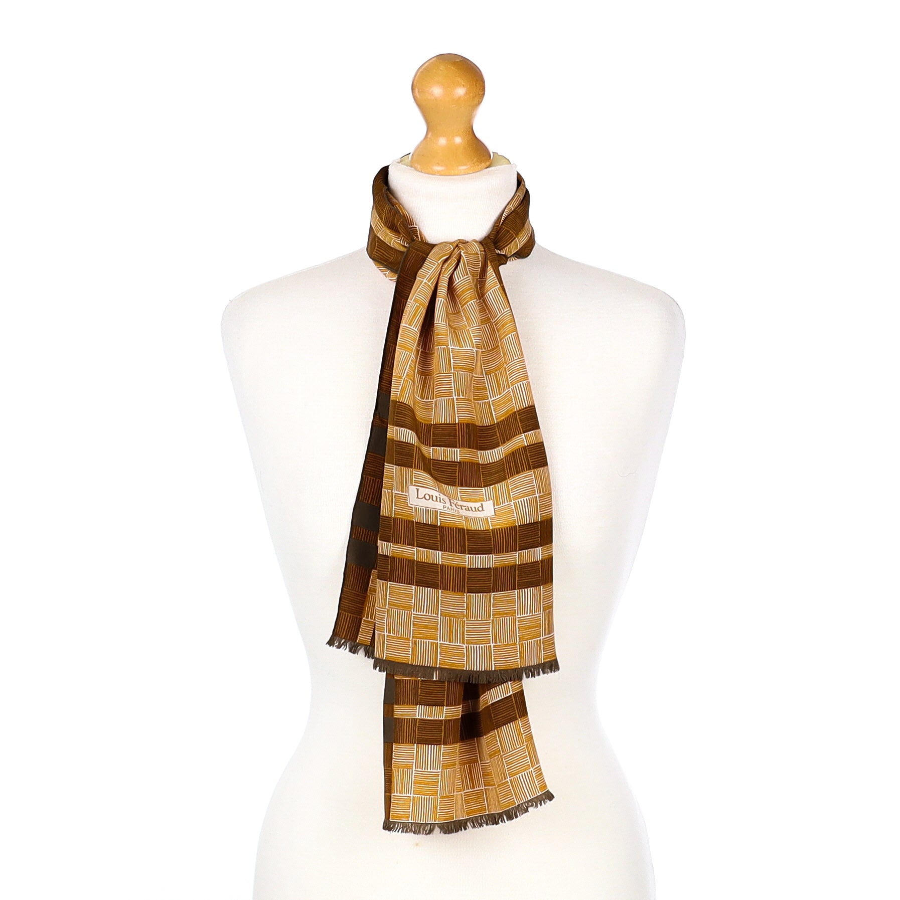 Louis Féraud Checked Vintage Silk Scarf
