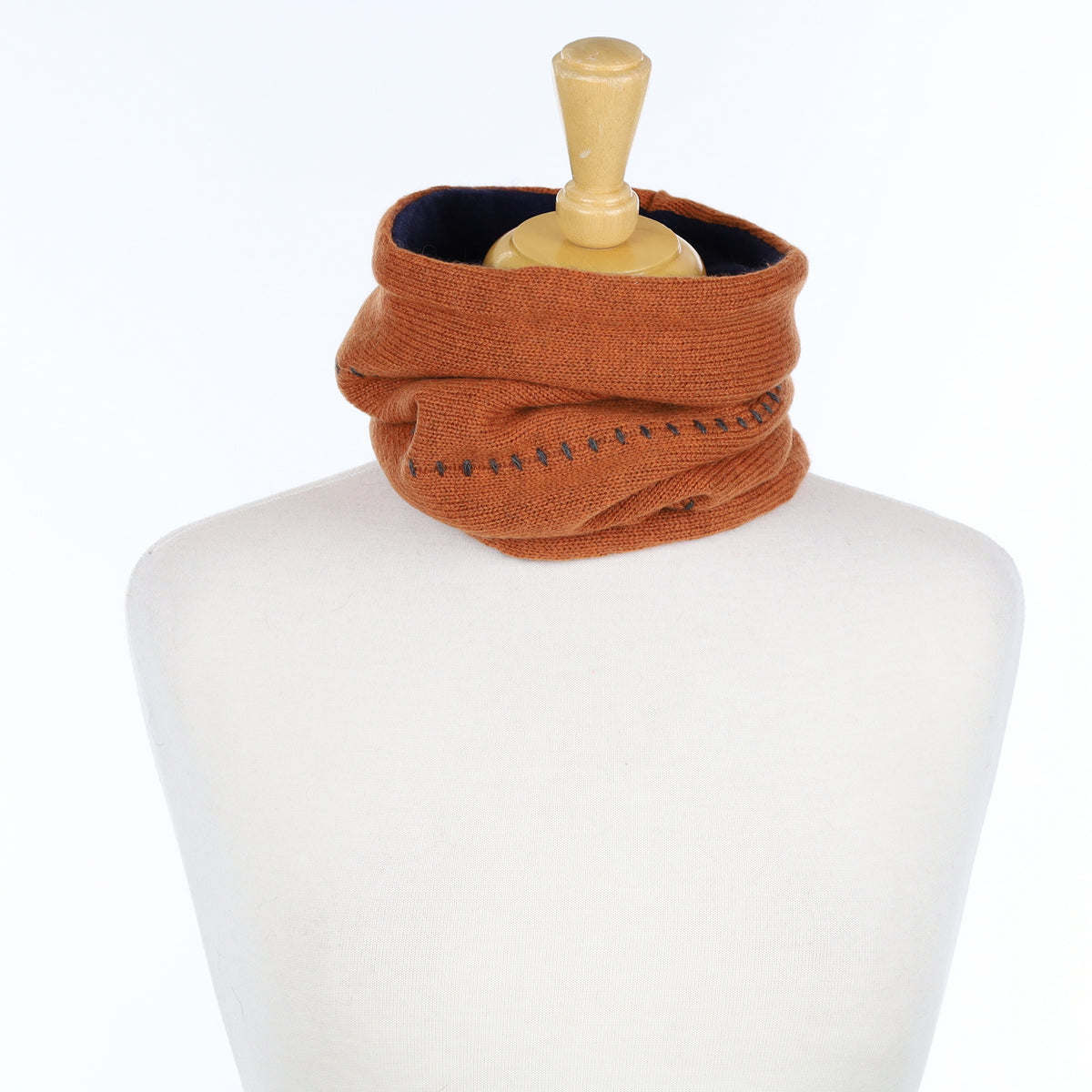Men’s Rust Stitch Detail and Navy Luxury Double Layered Snood