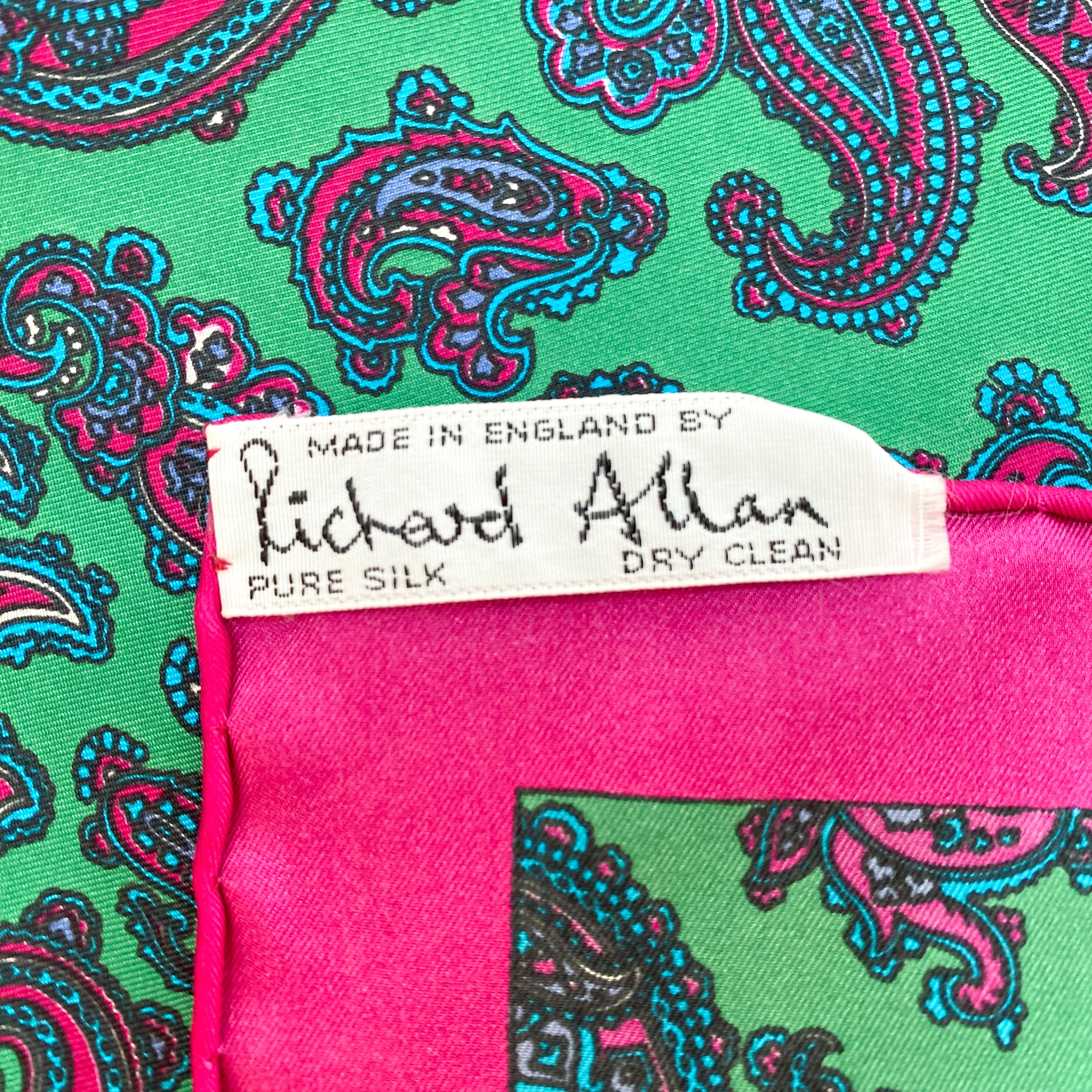 1970s Richard Allan Paisley Vintage Silk Scarf