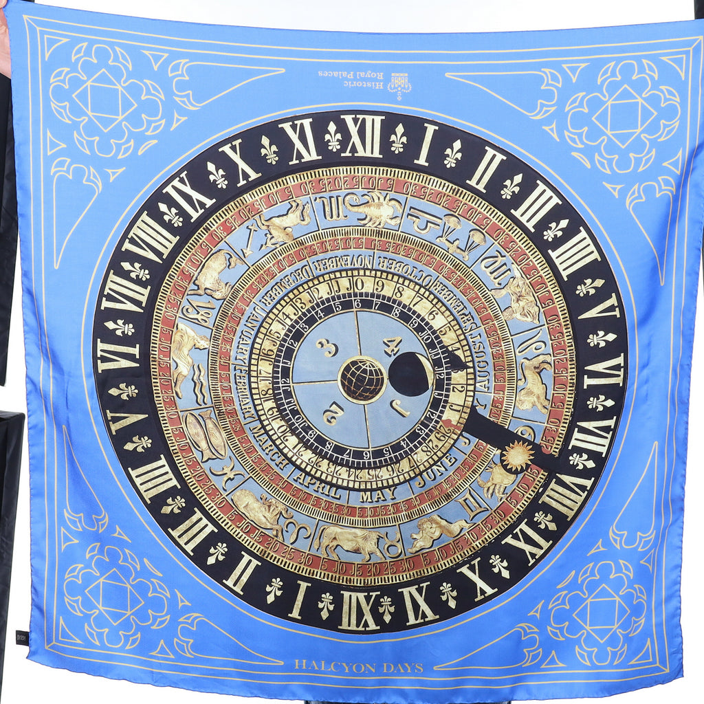 Halcyon Days Blue Astrology Silk Scarf