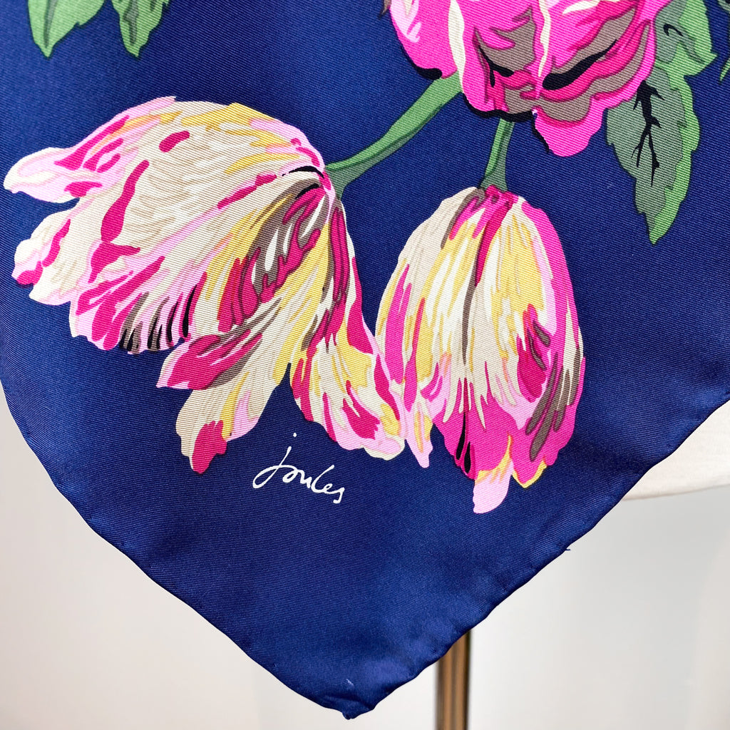 Immaculate Joules Navy Floral Silk Scarf