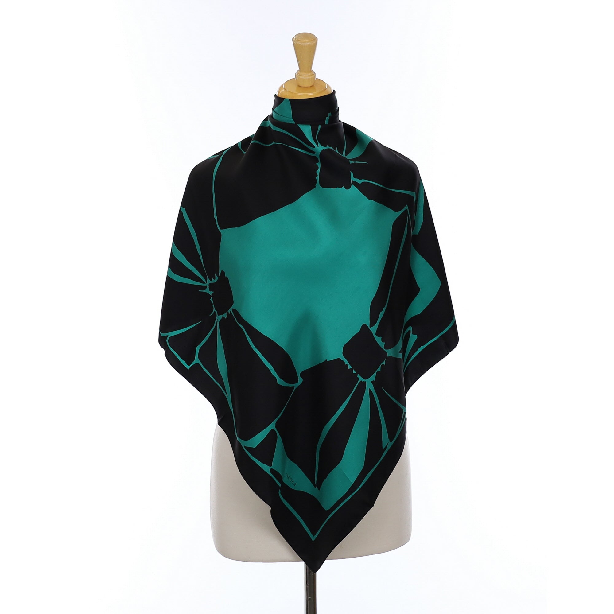 Brand New Jaeger Black and Teal Silk Scarf