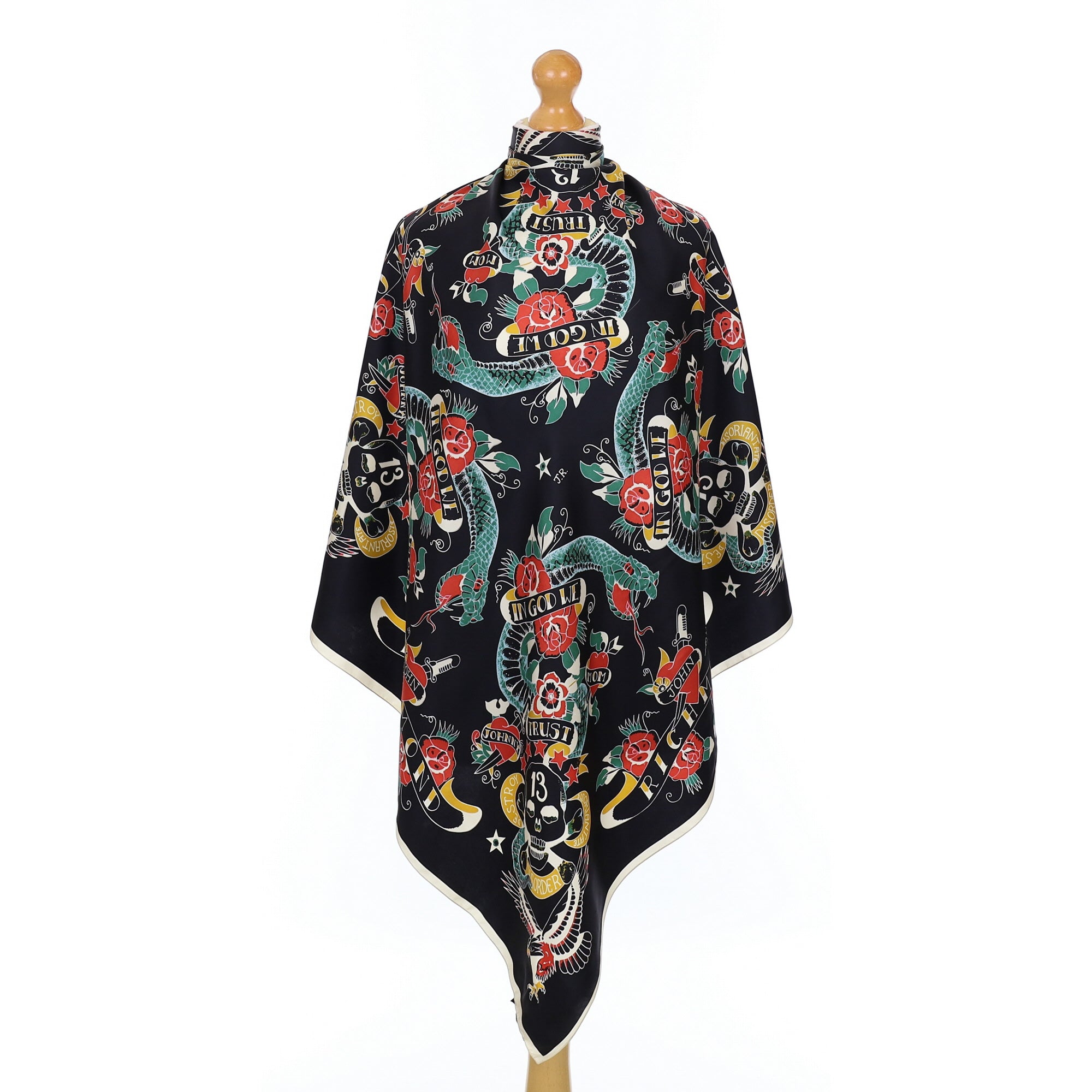 John Richmond Skull Design Silk Scarf