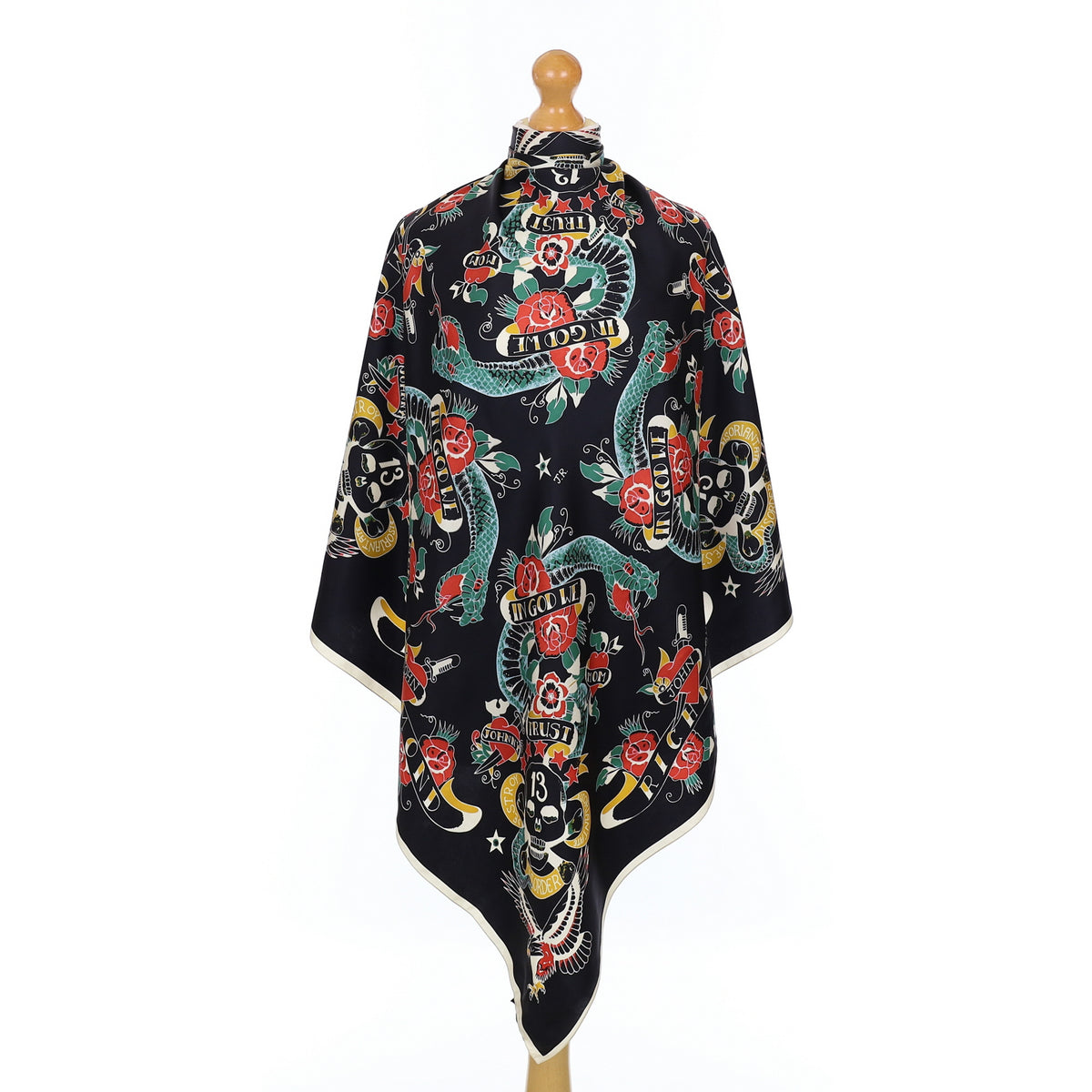 John Richmond Skull Design Silk Scarf