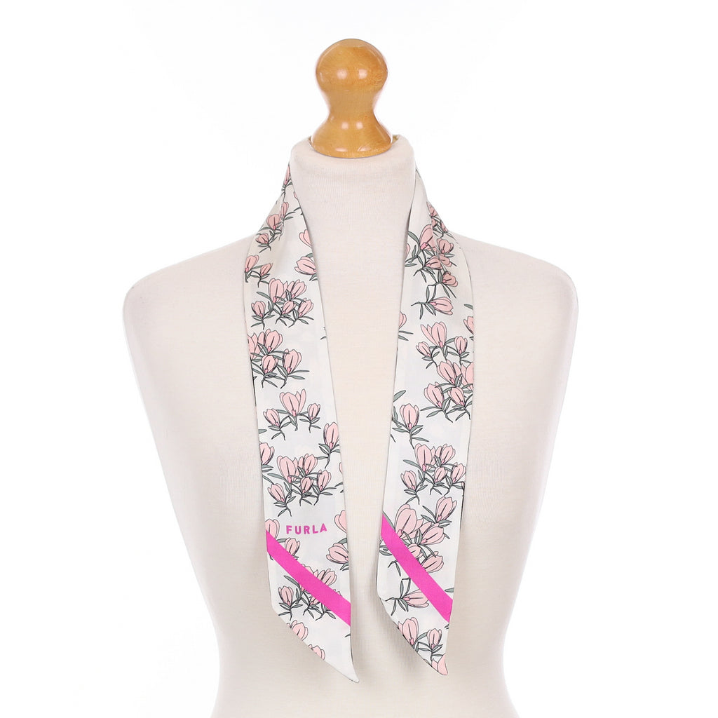 Furla Pink Floral Silk Scarf