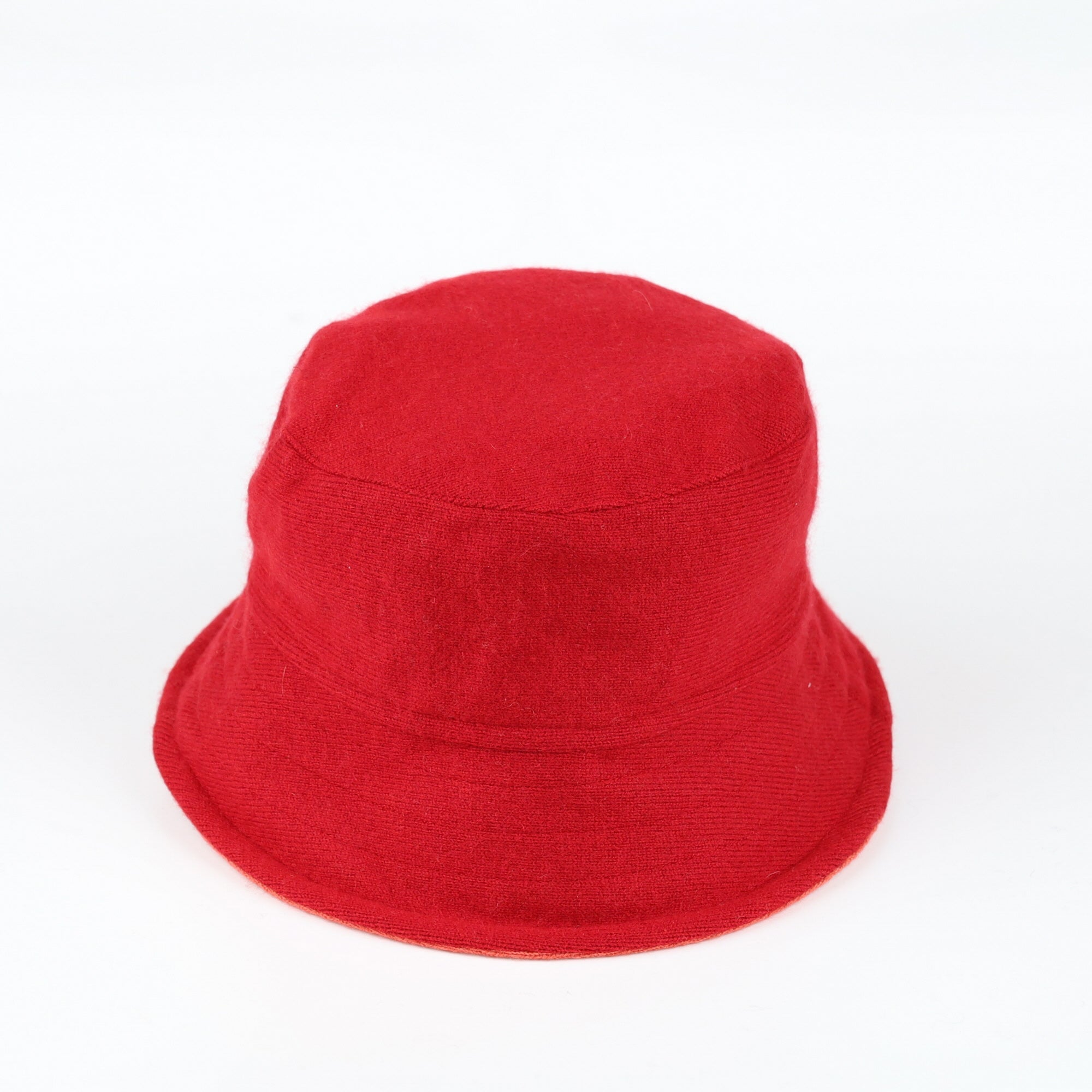 Pumpkin Orange and Red Reversible Cashmere Bucket Hat Medium