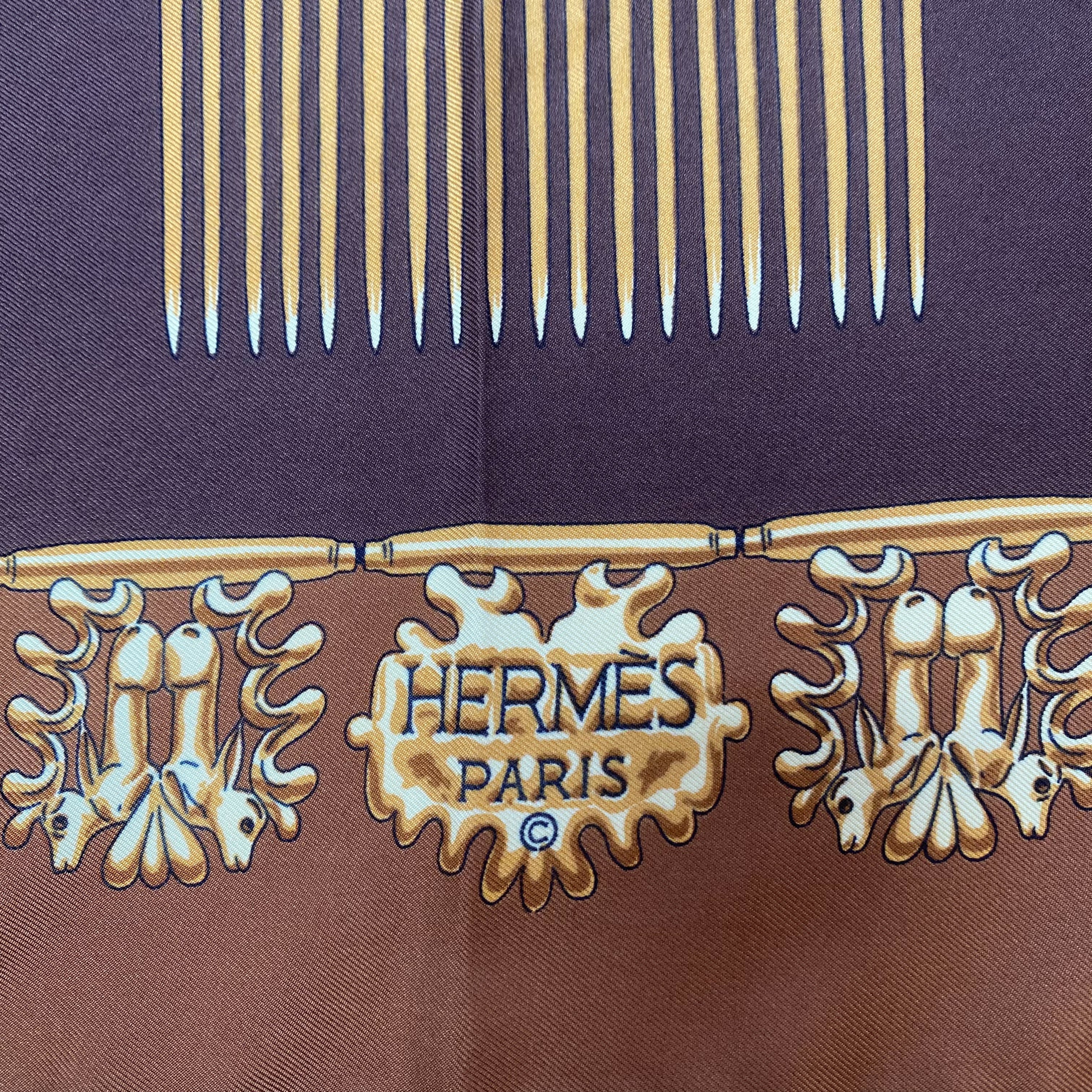 Boxed Hermes Les Cavaliers d’Or Vintage Silk Scarf