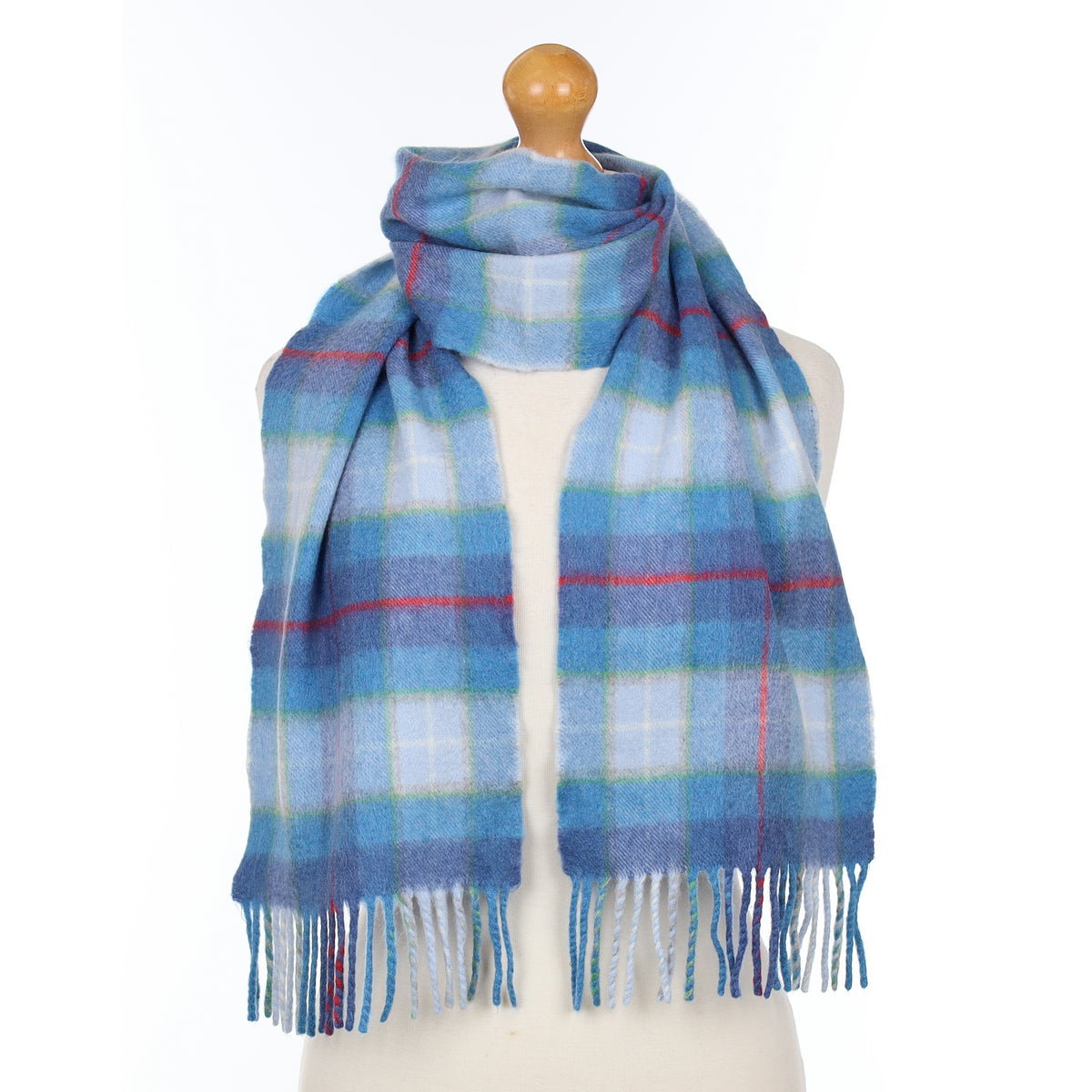 Scottish Blue And Red Checked Cashmere Woven Scarf