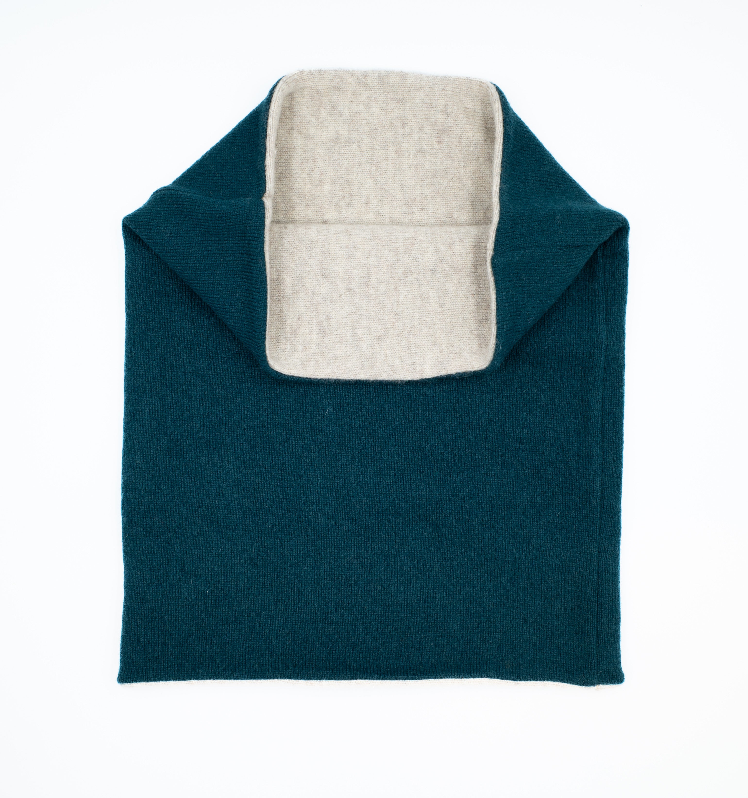 Men’s Deep Teal Green and Oatmeal Double Layered Snood