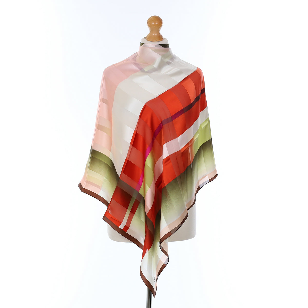Brand New Red Striped Silk Scarf