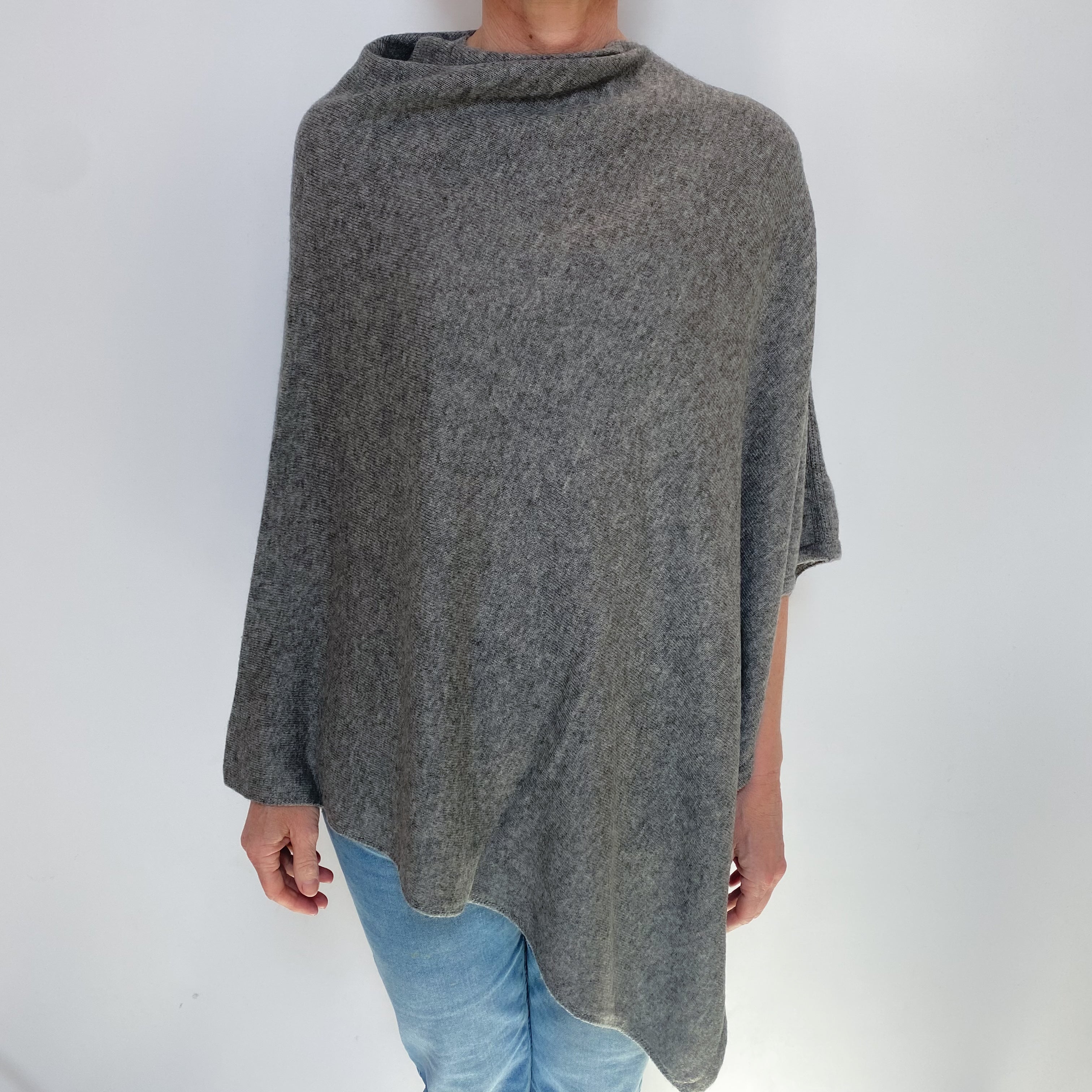 Slate Grey Cashmere Poncho Large