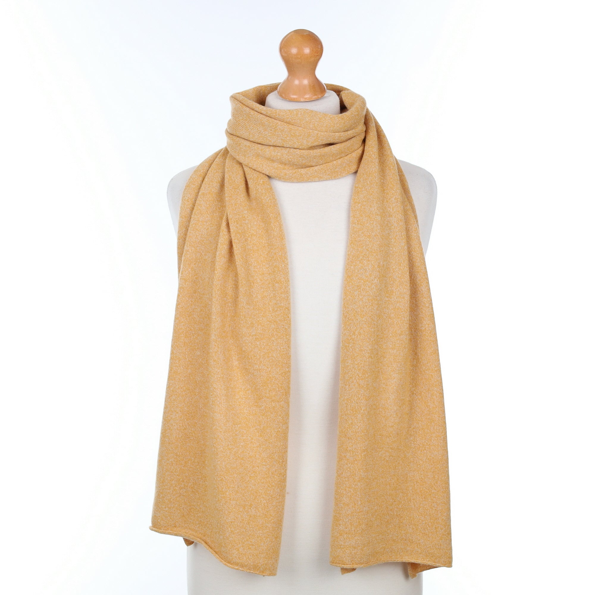 Brand New Scottish Old Gold Cashmere Knitted Scarf
