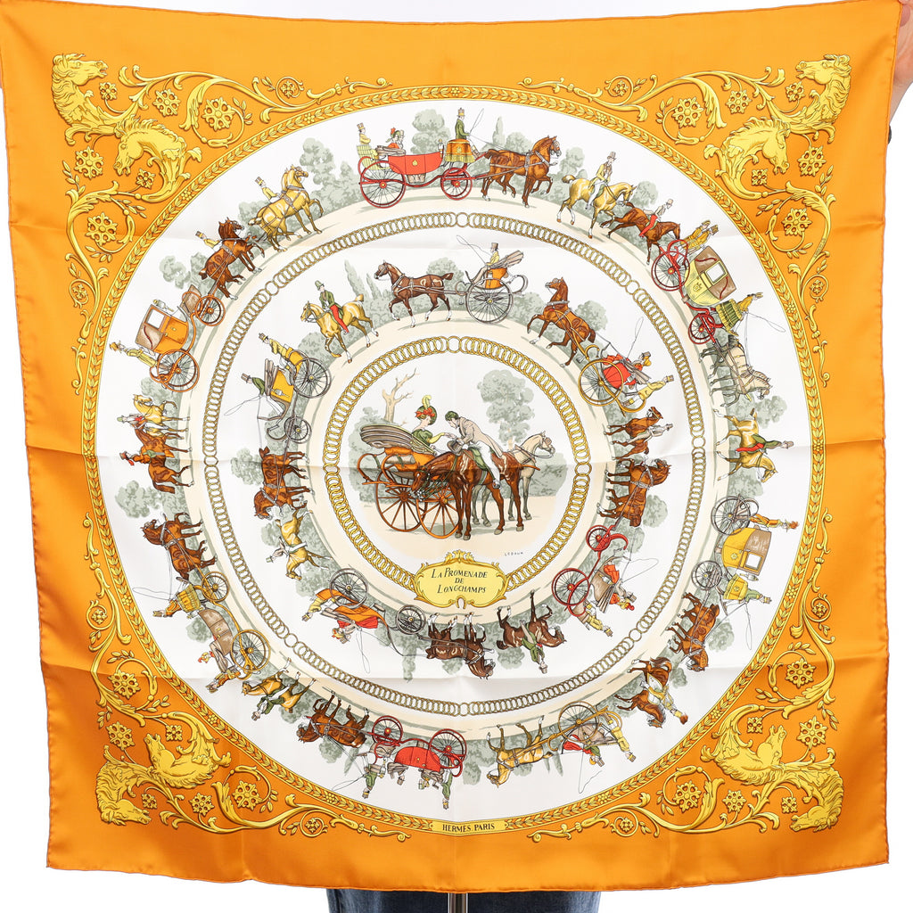 Boxed Hermès La Promenade de Longchamps Silk Scarf