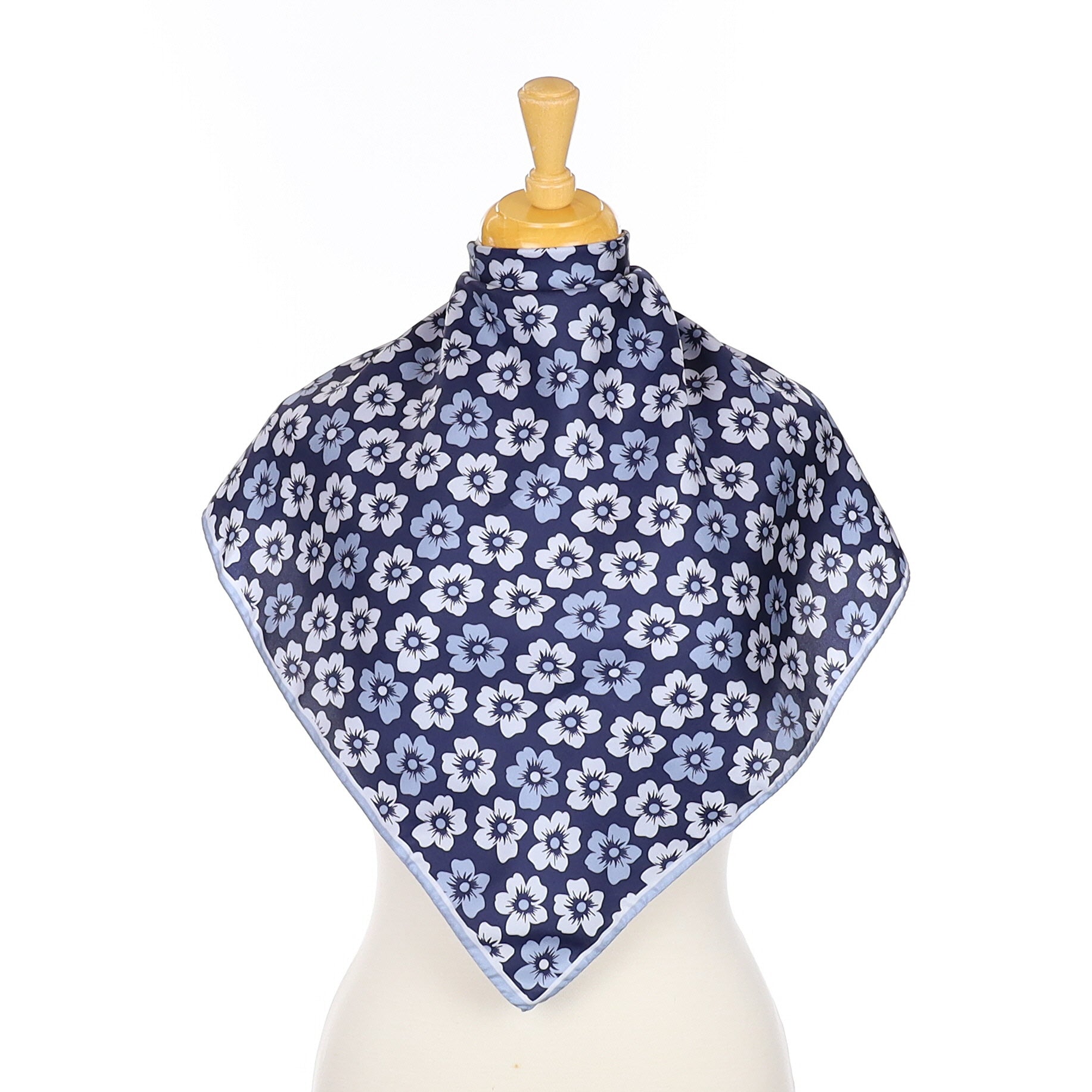 Brand New Blue Floral Silk Scarf