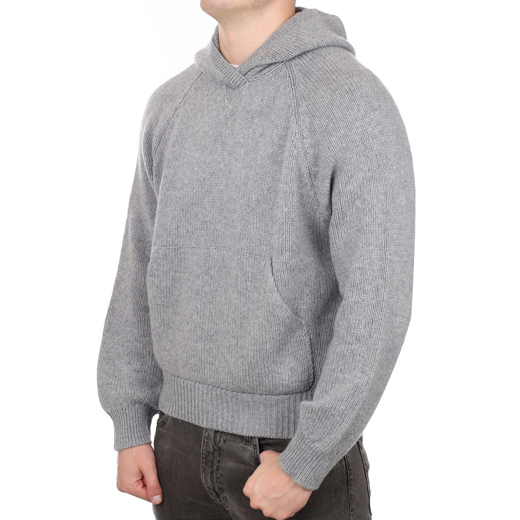 Men's Brand New Scottish Smoke Grey Chunky Cashmere Hoodie Jumper XXL