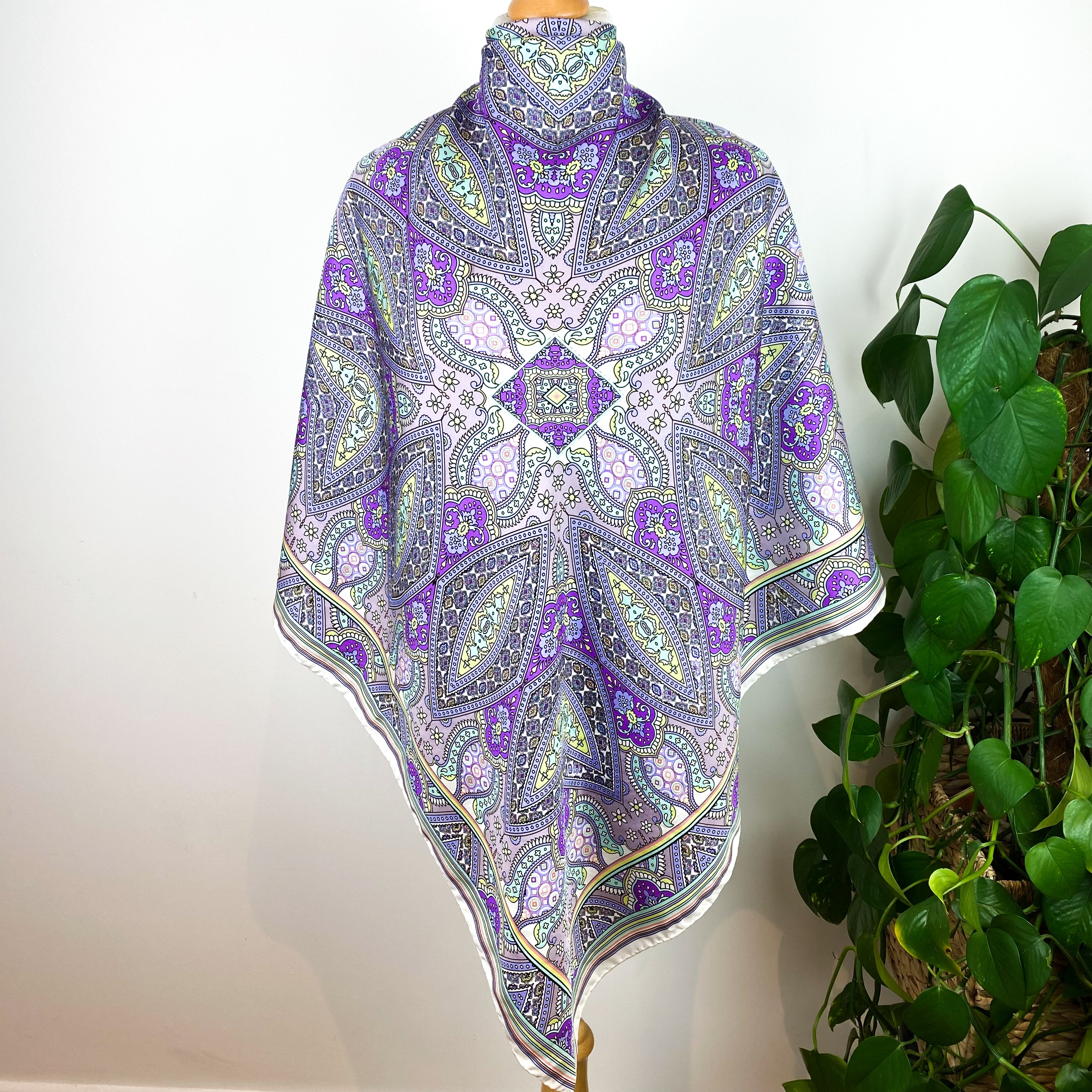 Large Purple Paisley Silk Scarf