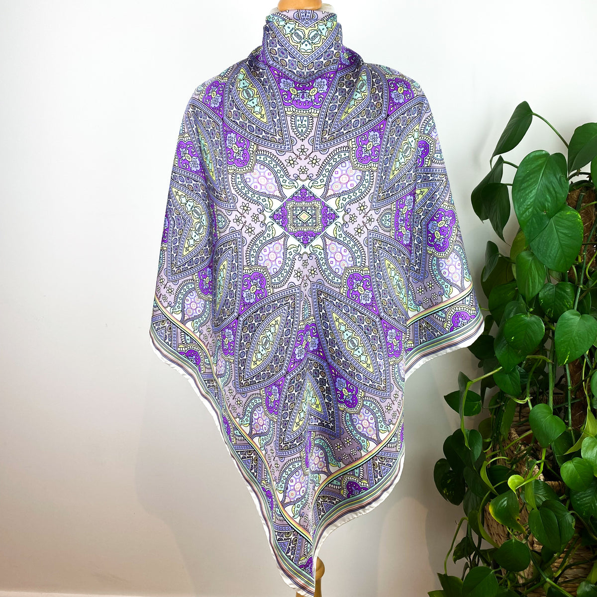 Large Purple Paisley Silk Scarf