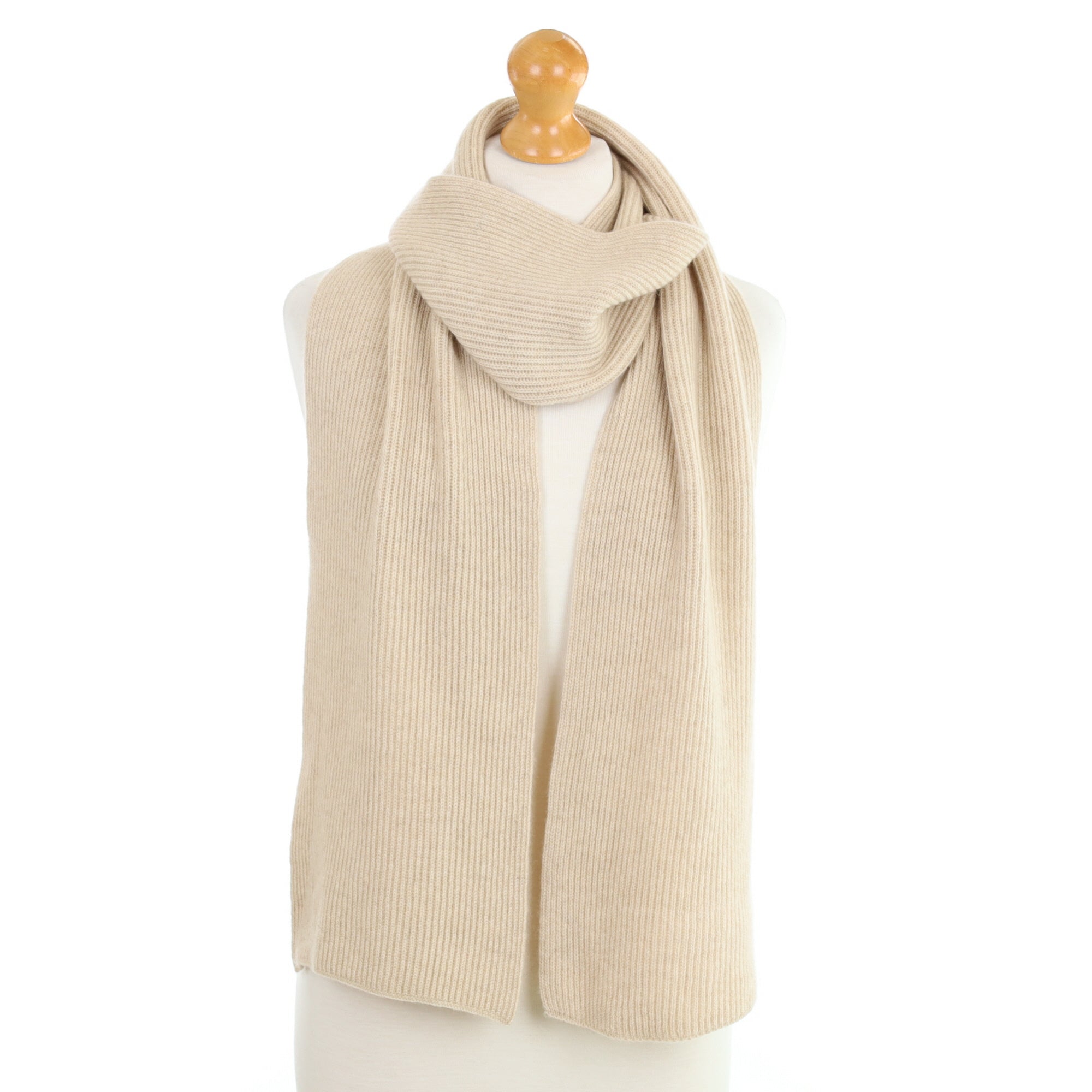 Brand New Scottish Oatmeal Rib Cashmere Scarf