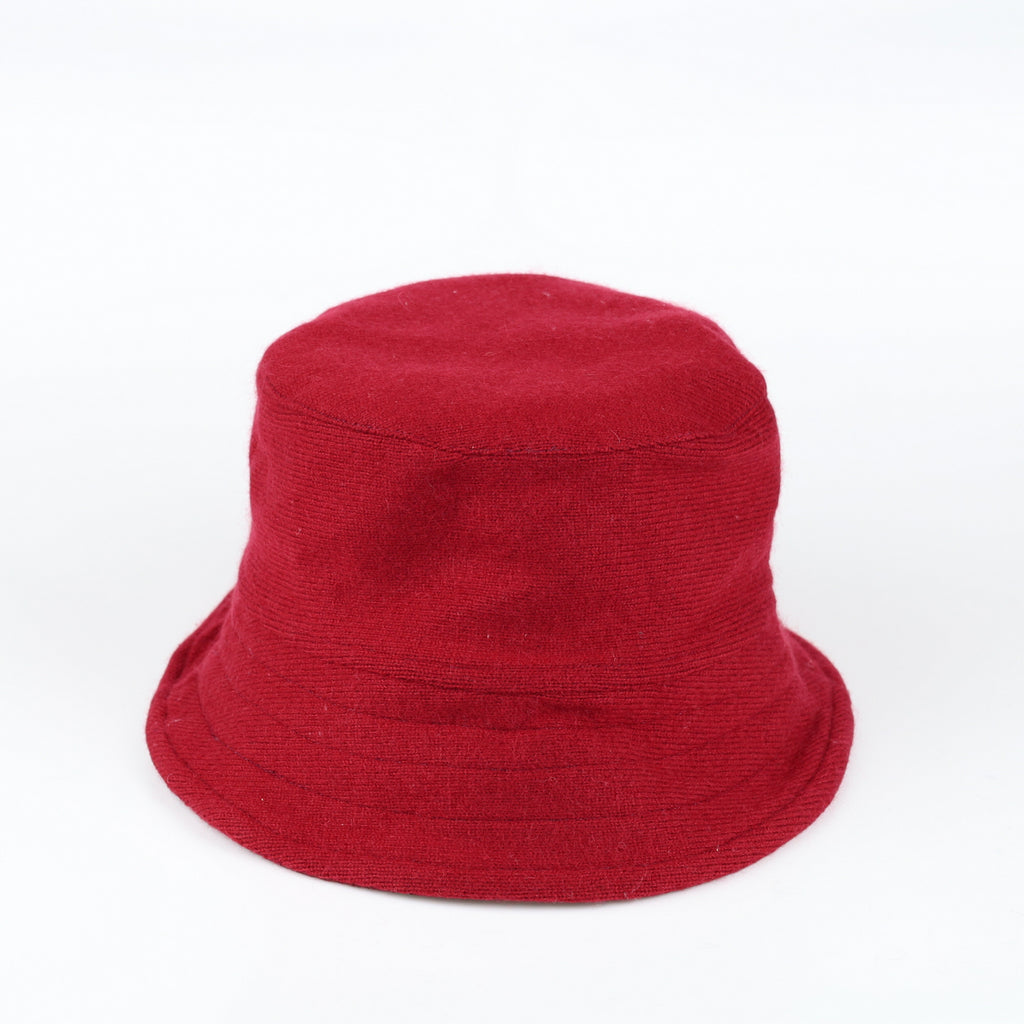 Burgundy and Red Reversible Cashmere Bucket Hat Large