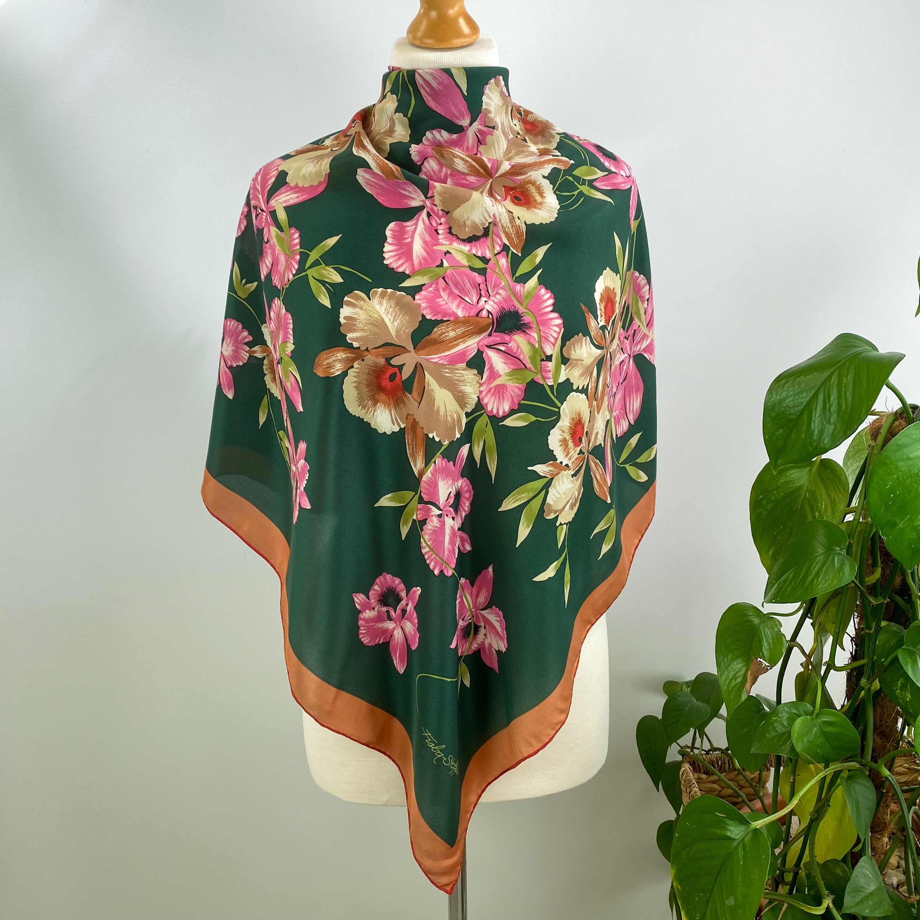 1970’s Fisba Stoffels Floral Silk Scarf