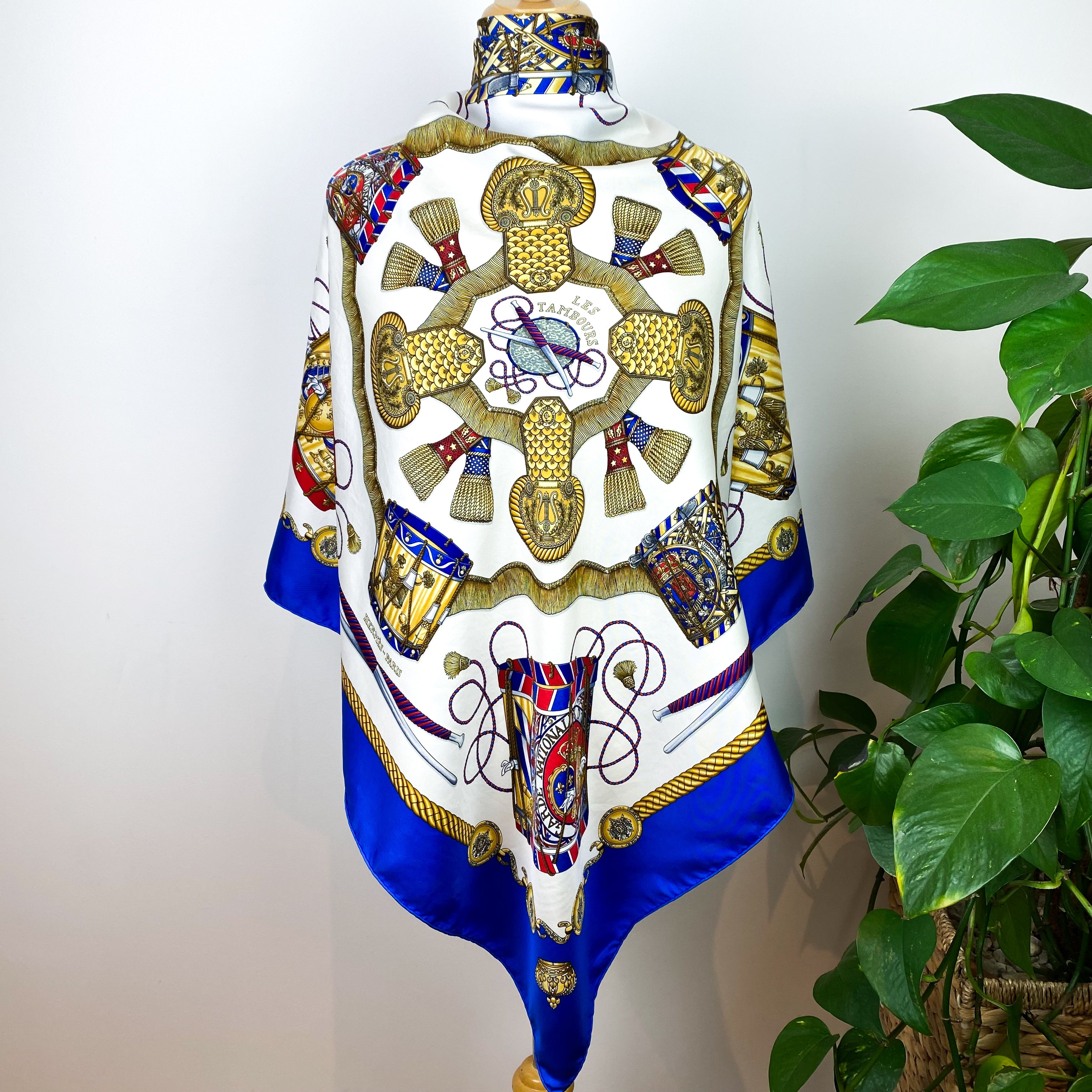 Boxed Hermes Les Tambours Vintage Silk Scarf