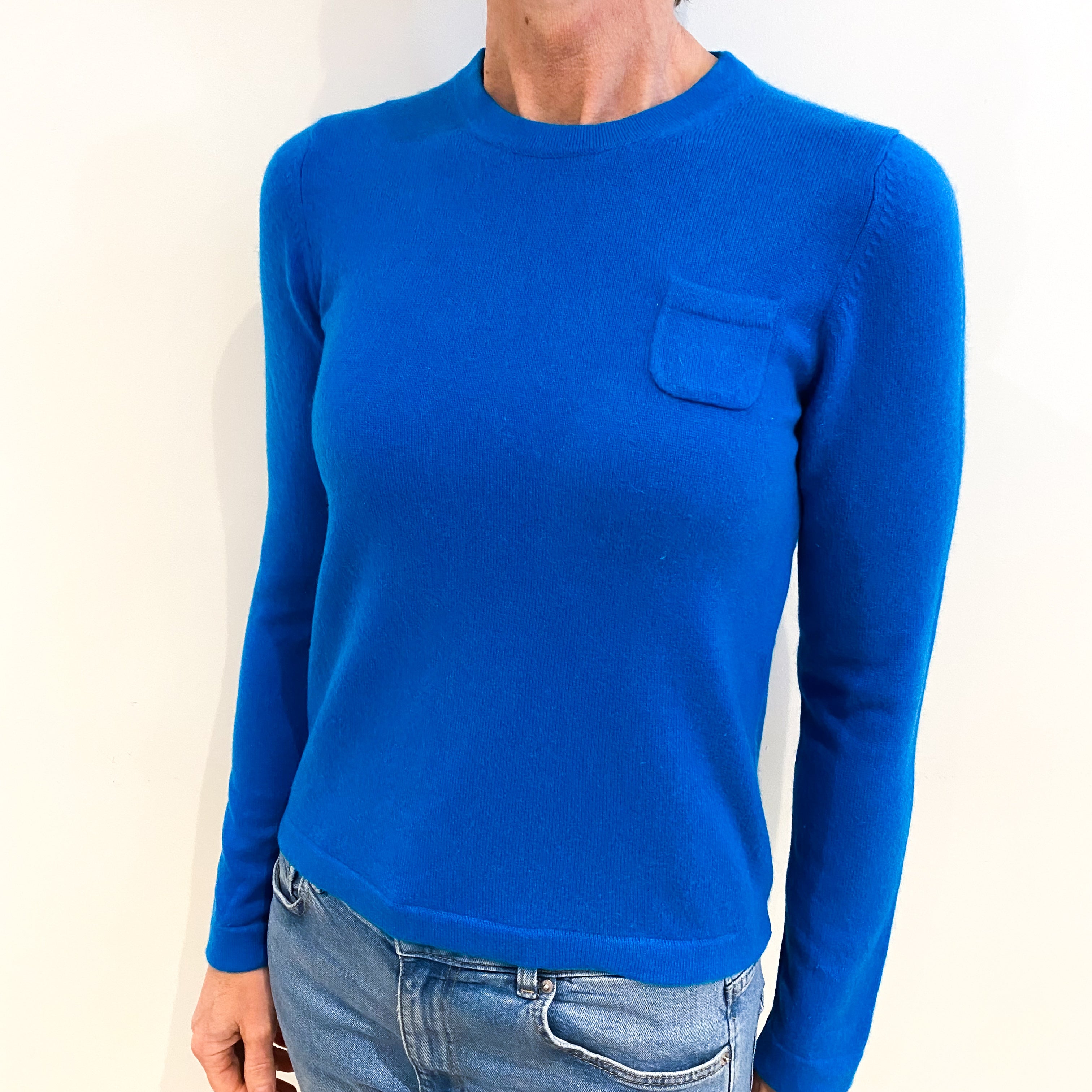 Electric Blue Cashmere Crew Neck Jumper Small