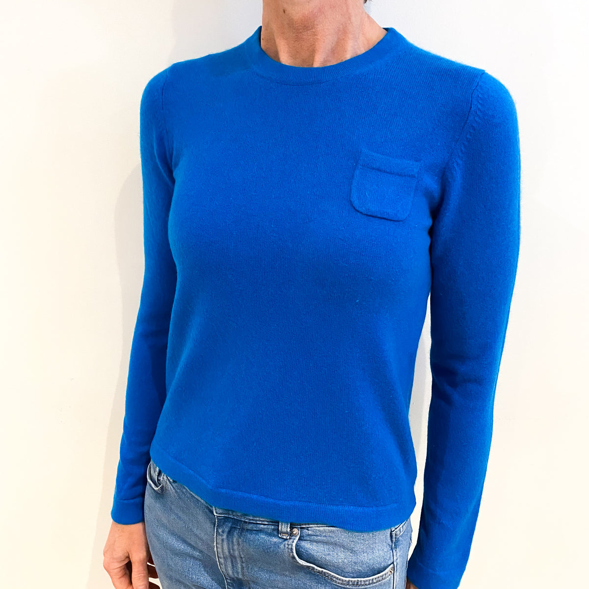 Electric Blue Cashmere Crew Neck Jumper Small