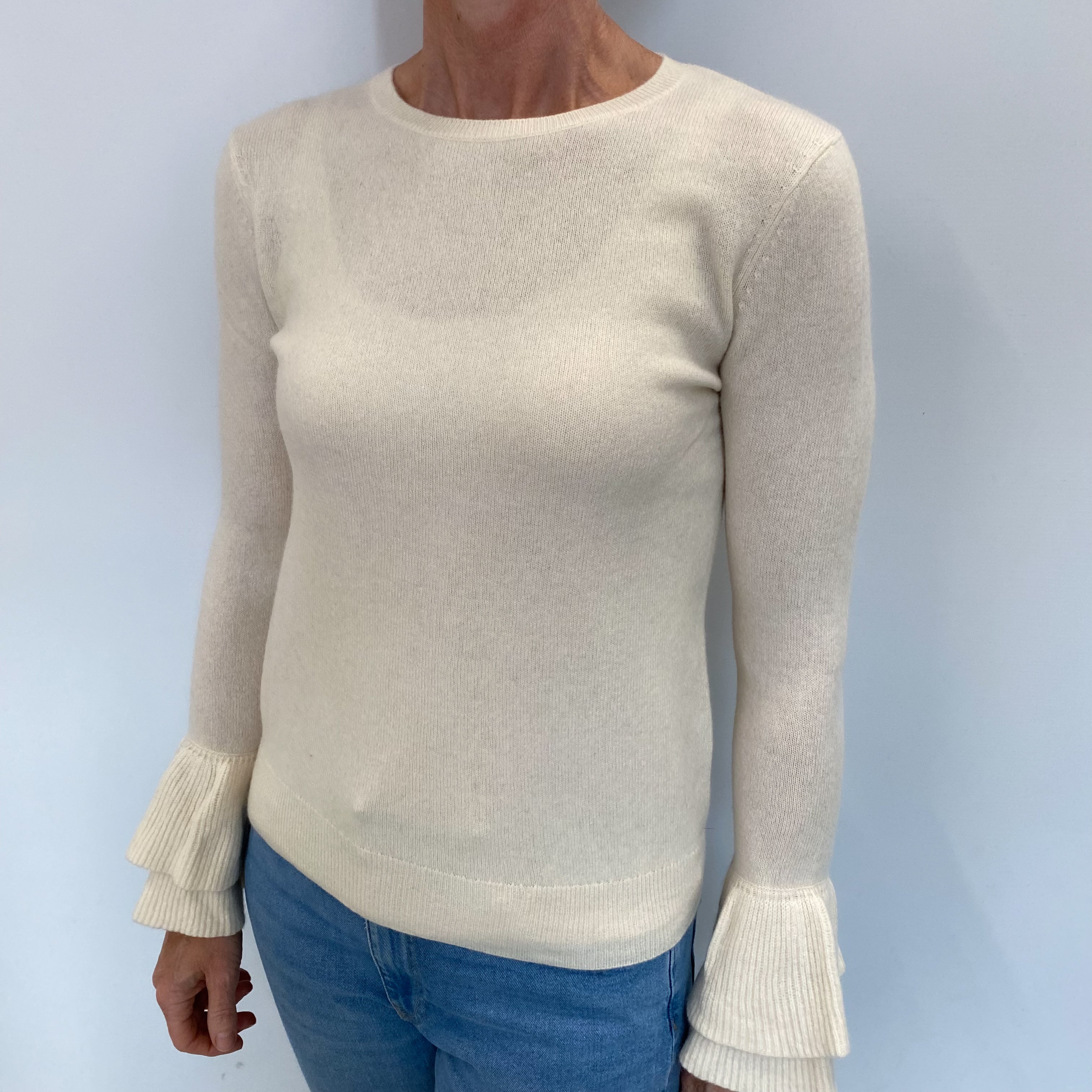 Vanilla Cream Cashmere Crew Neck Jumper Small