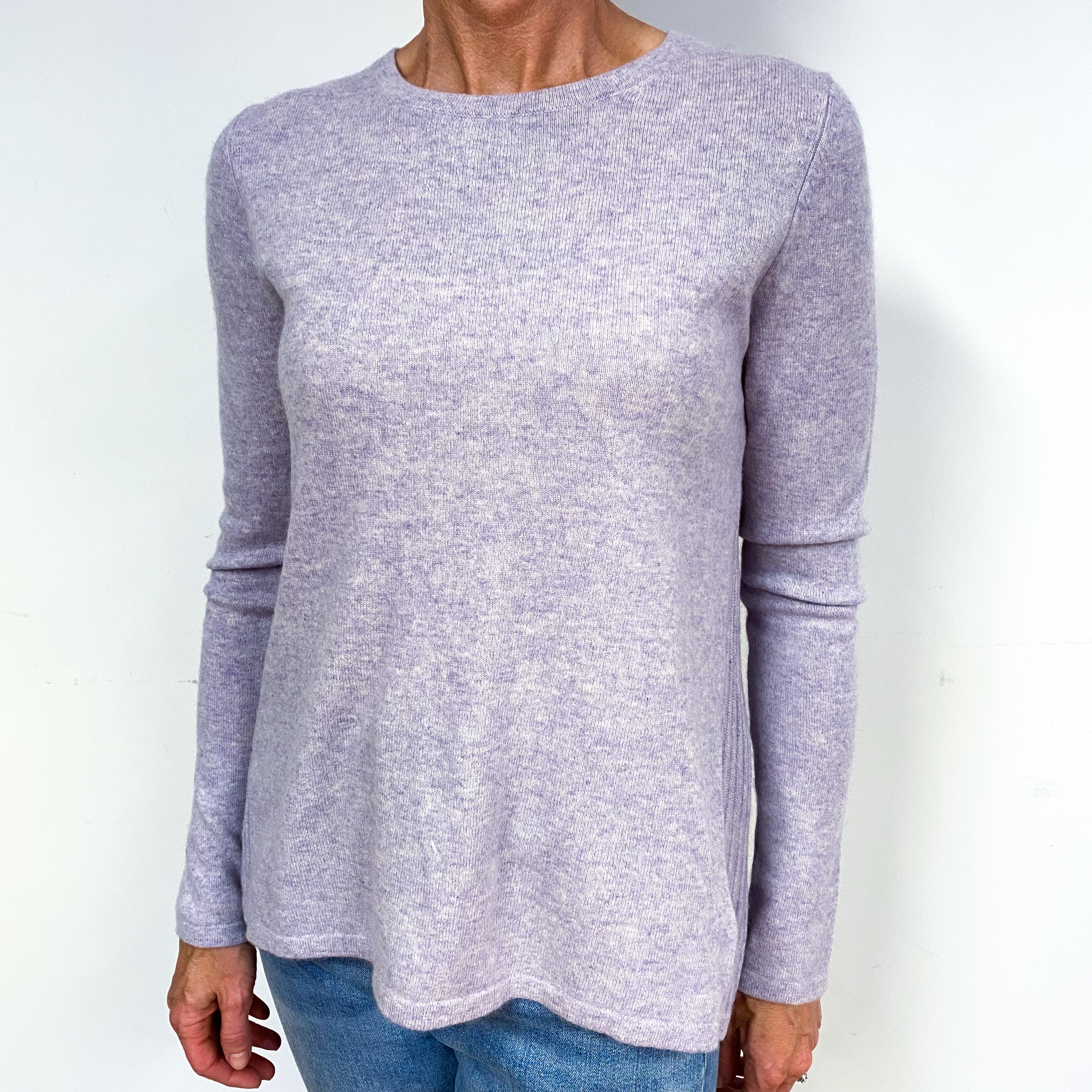 Pale Lavender Slouchy Cashmere Crew Neck Jumper Medium
