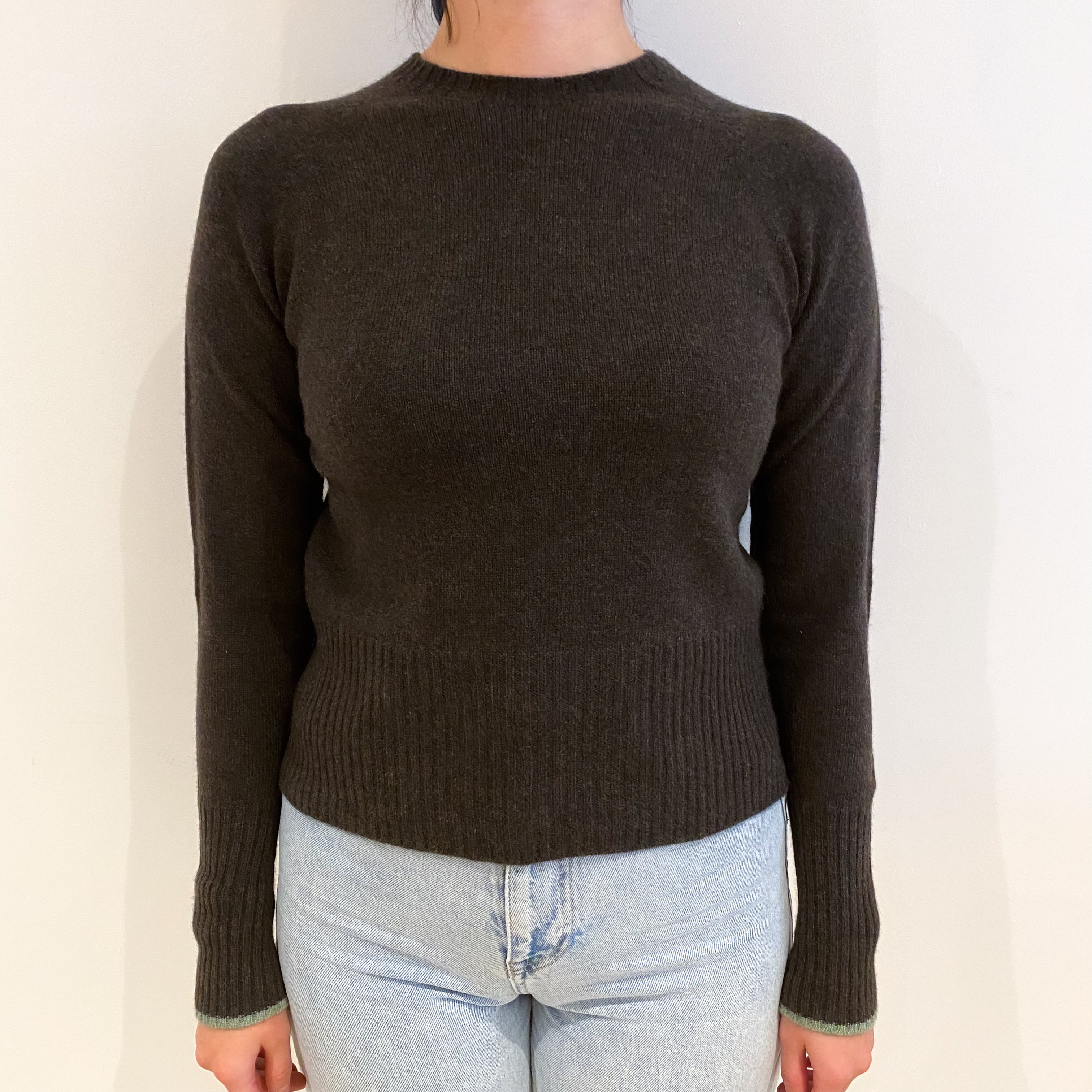 Brora Mole Brown Cashmere Crew Neck Jumper Small