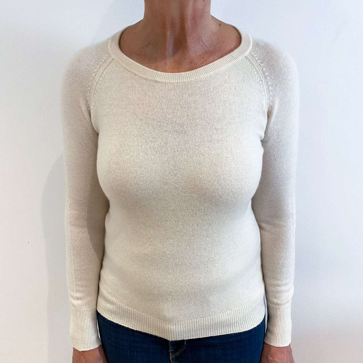 Vanilla Cream Cashmere Crew Neck Jumper Medium