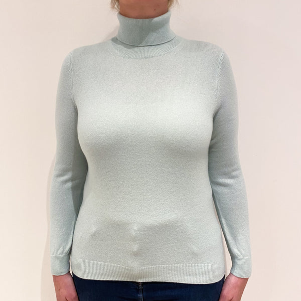 Mint Green Cashmere Polo Neck Jumper Large