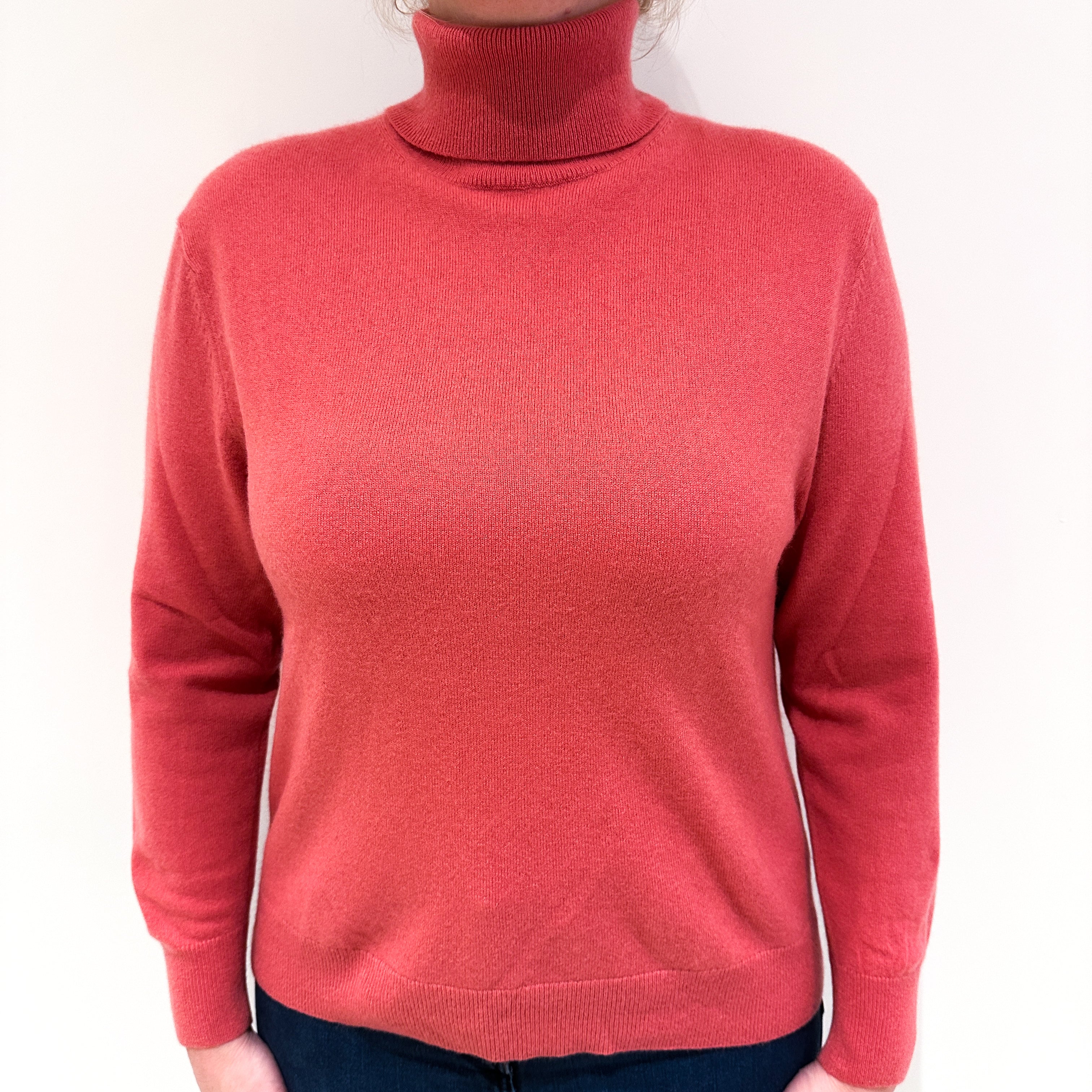 Lupin Pink Cashmere Polo Neck Jumper Large