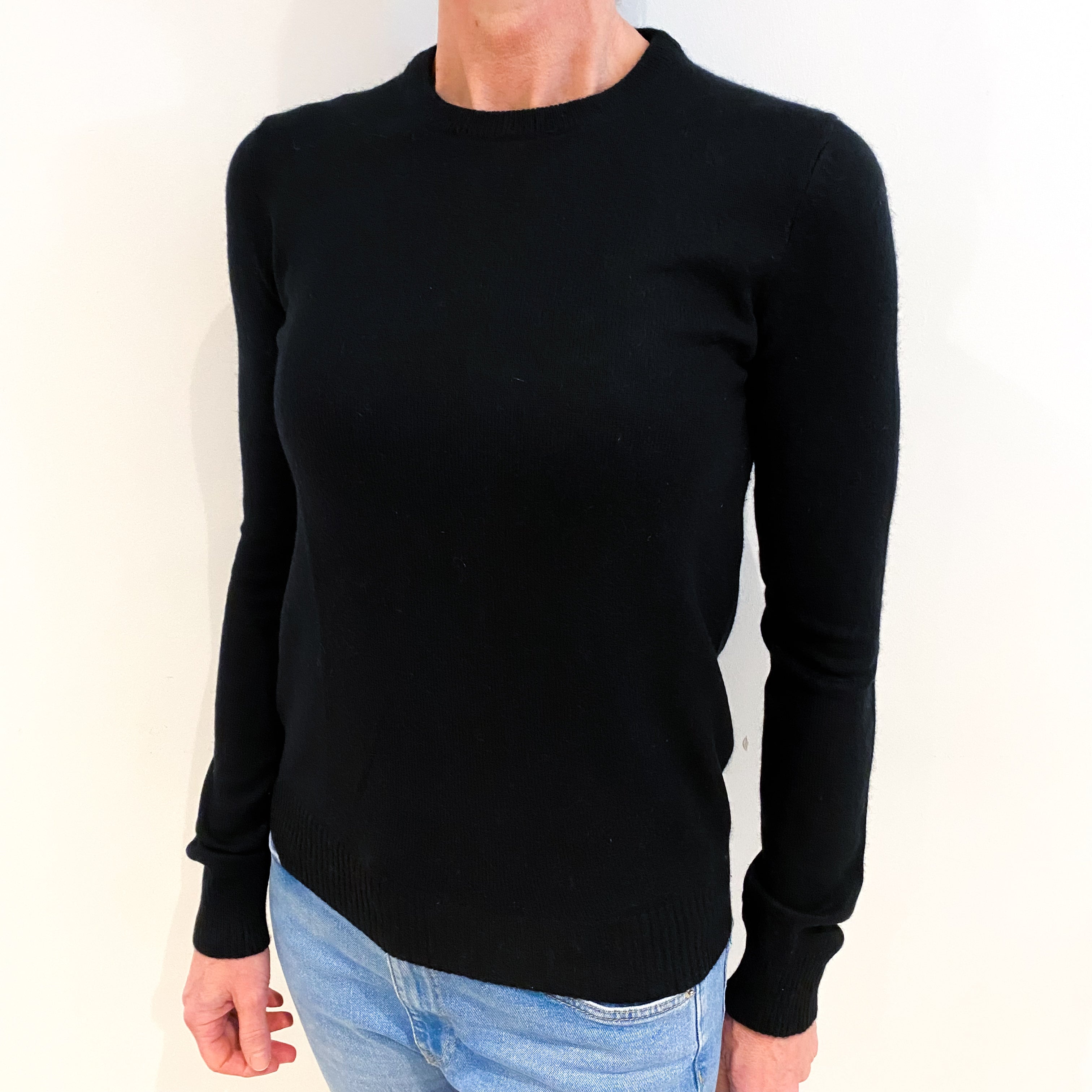 Black Cashmere Crew Neck Jumper Small