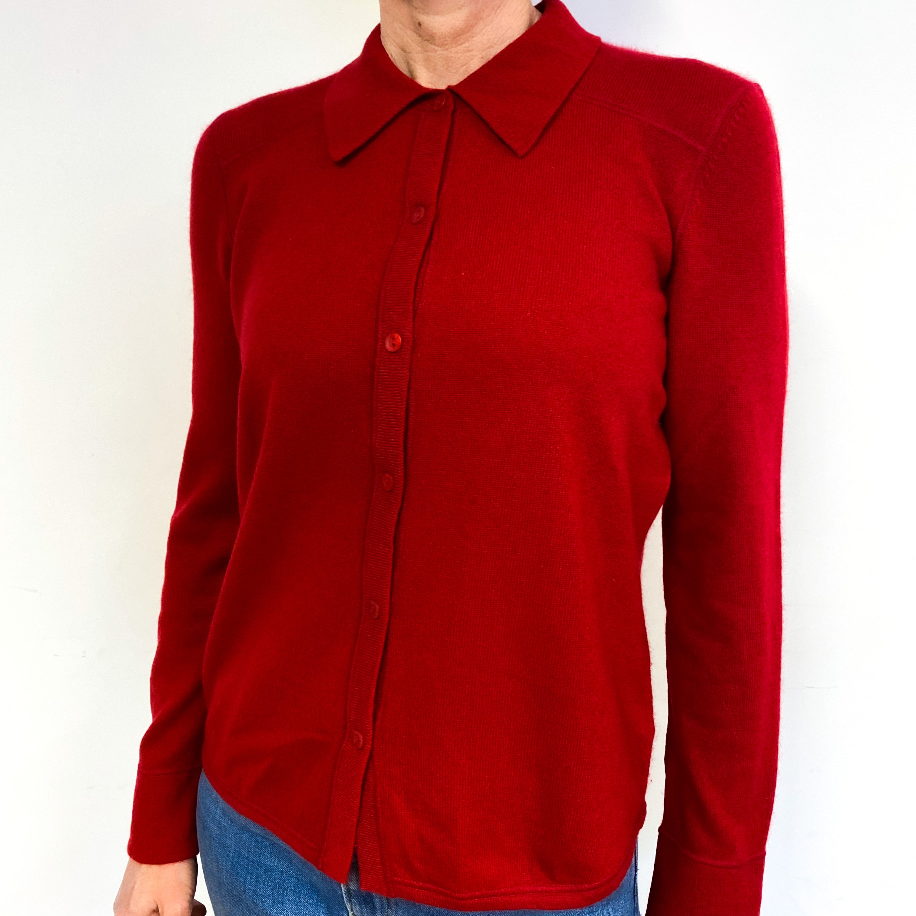 Crimson Red Cashmere Cardigan Medium