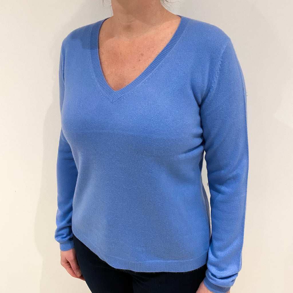 Sky Blue Cashmere V Neck Jumper Large