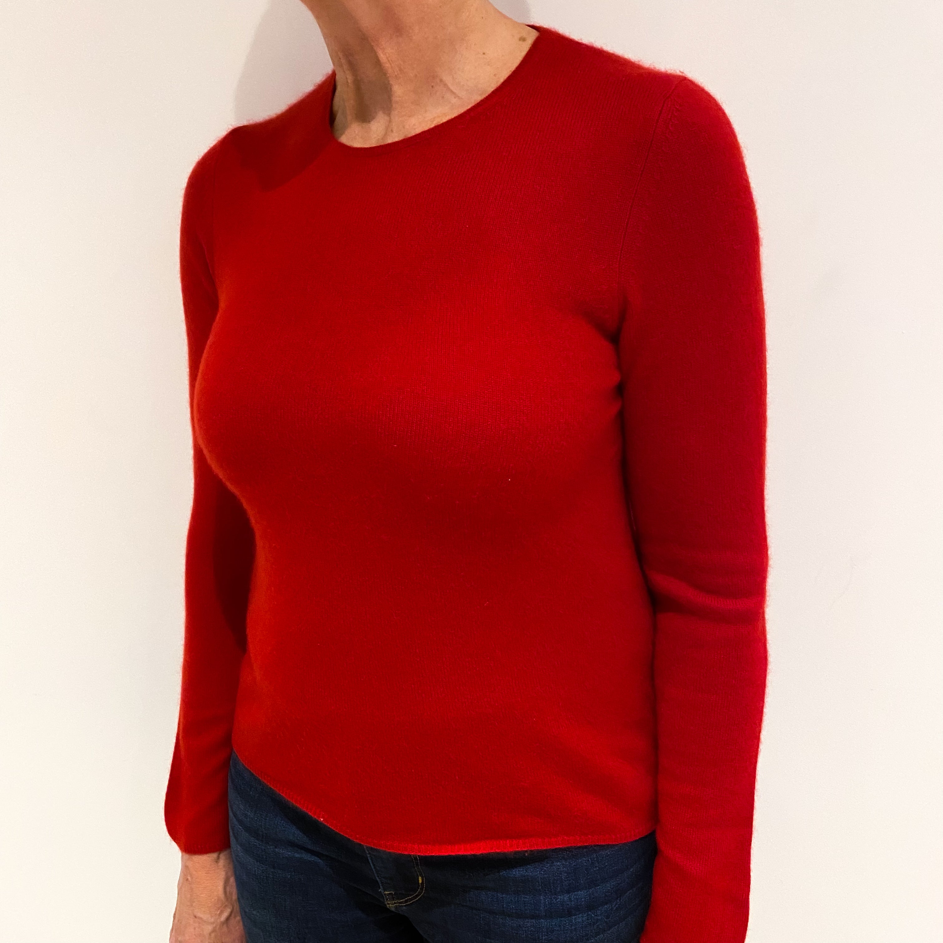 Post Box Red Cashmere Crew Neck Jumper Medium