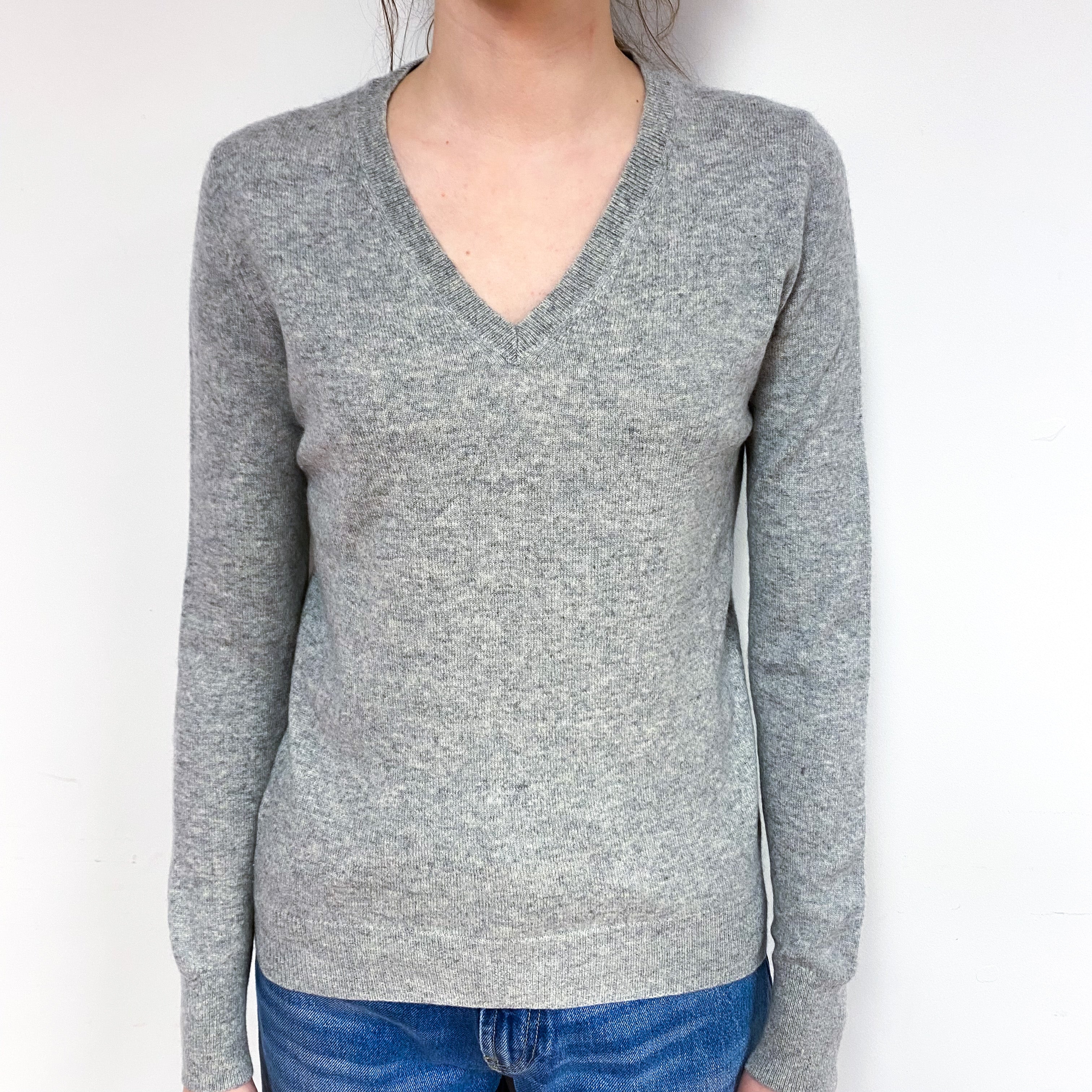 Smoke Grey Cashmere V-Neck Jumper Extra Small