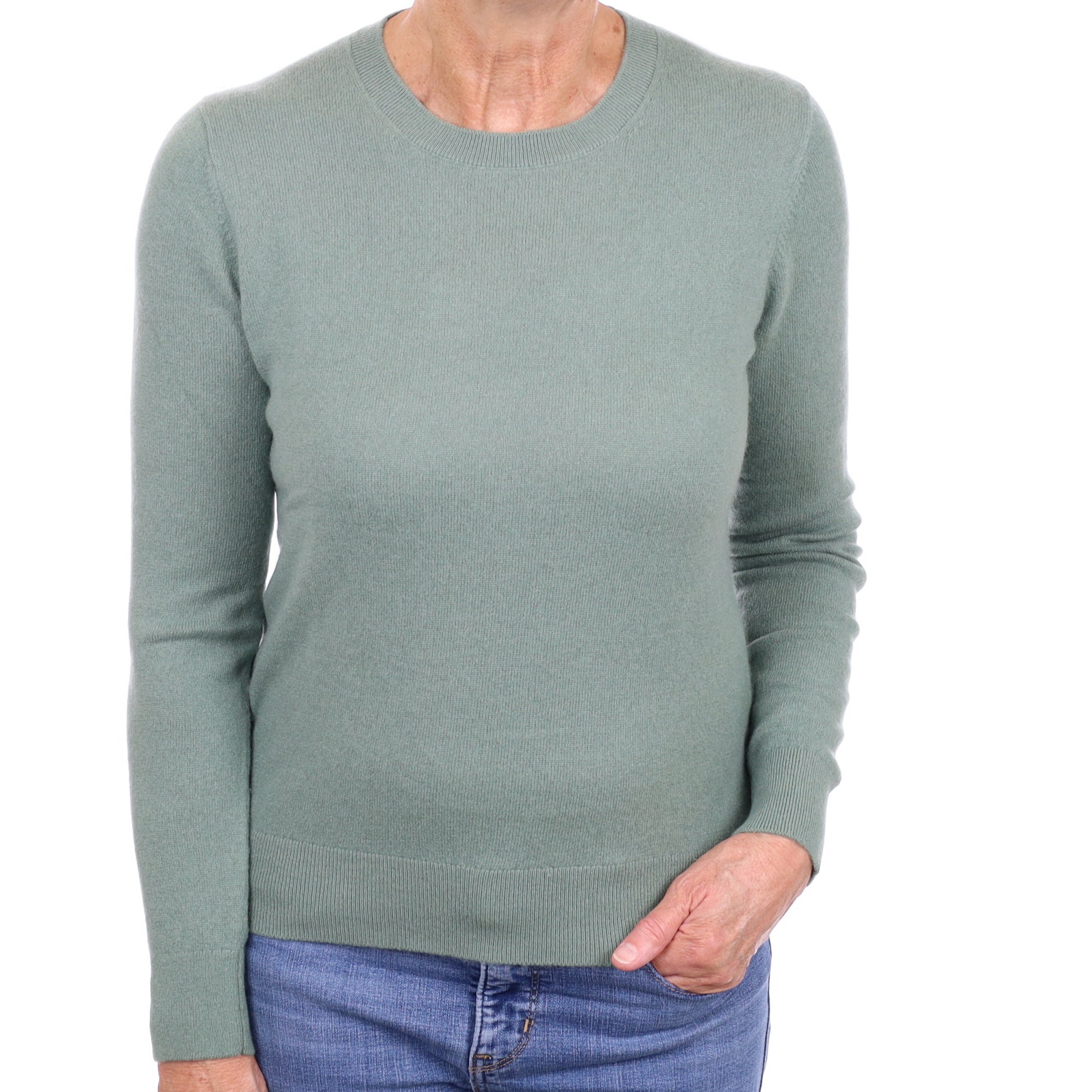 Everglade Green Cashmere Crew Neck Jumper Medium