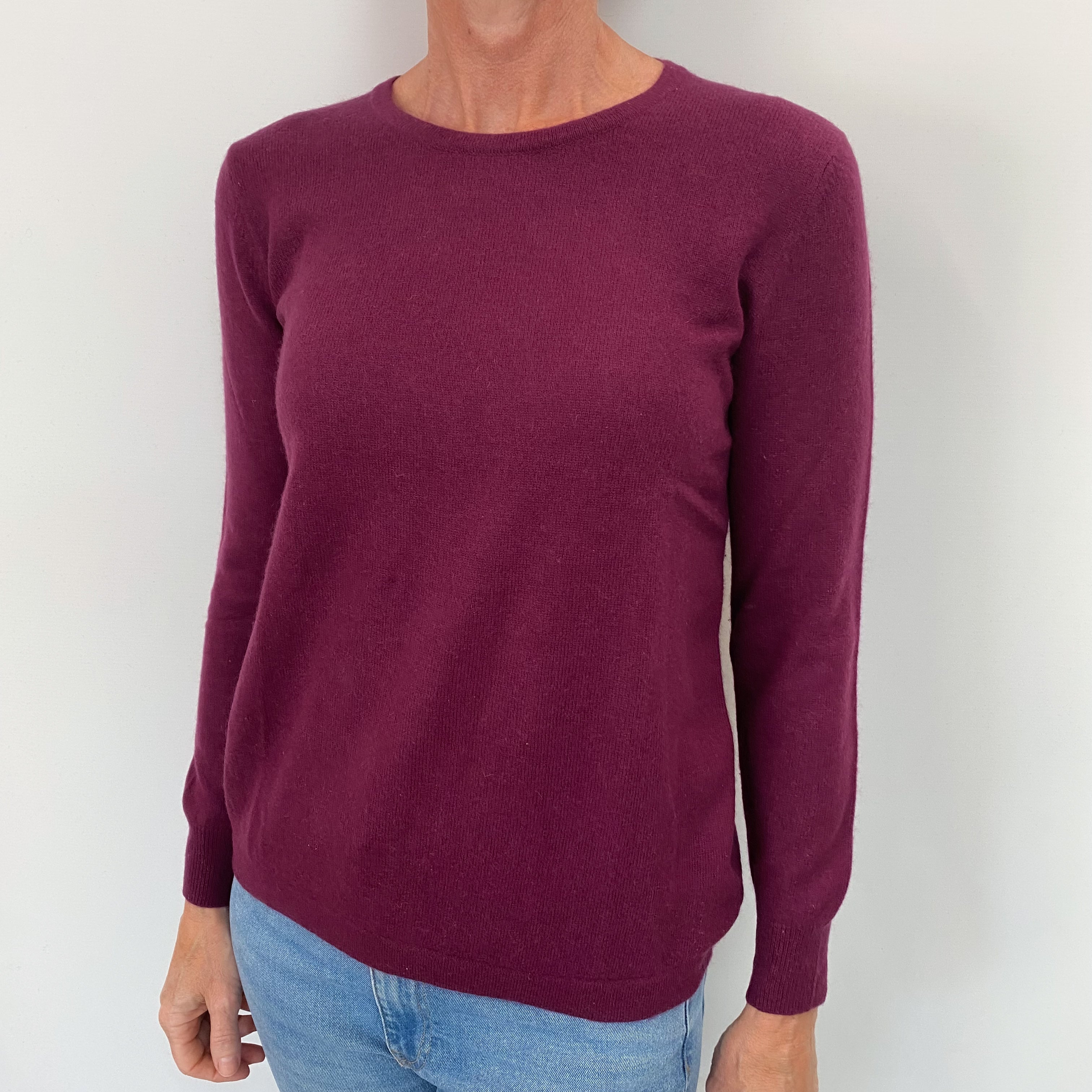 Mulberry Purple Cashmere Crew Neck Jumper Small