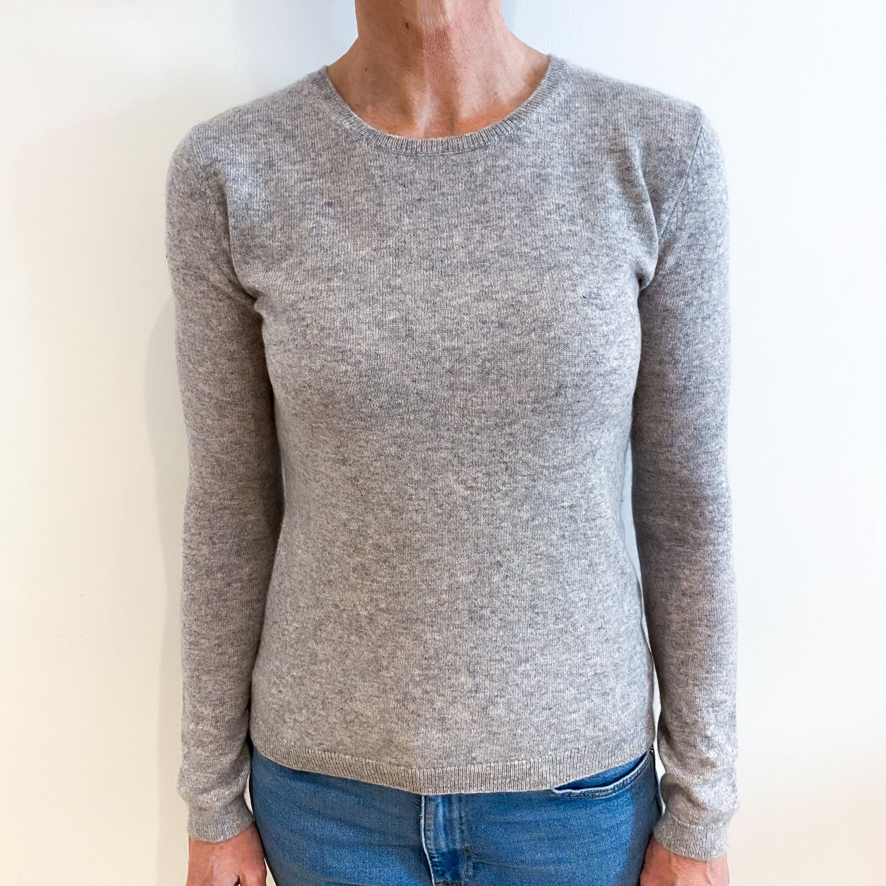 Smoke Grey Cashmere Crew Neck Jumper Small