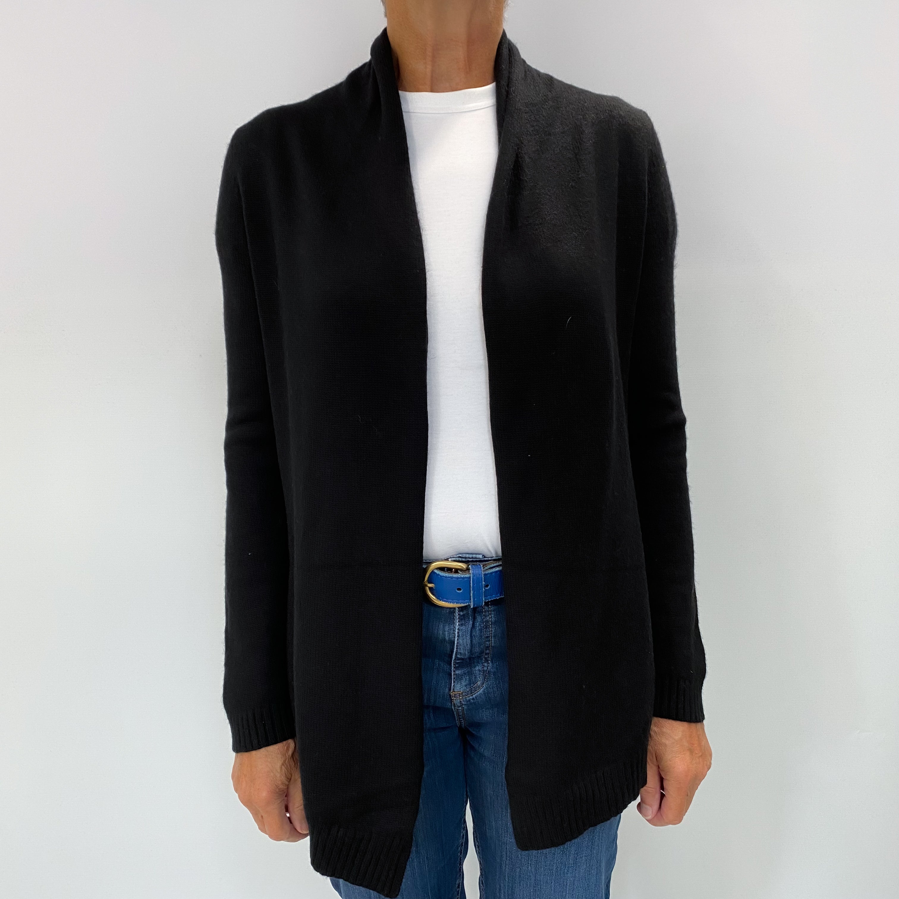 Black Cashmere Edge To Edge Cardigan Medium