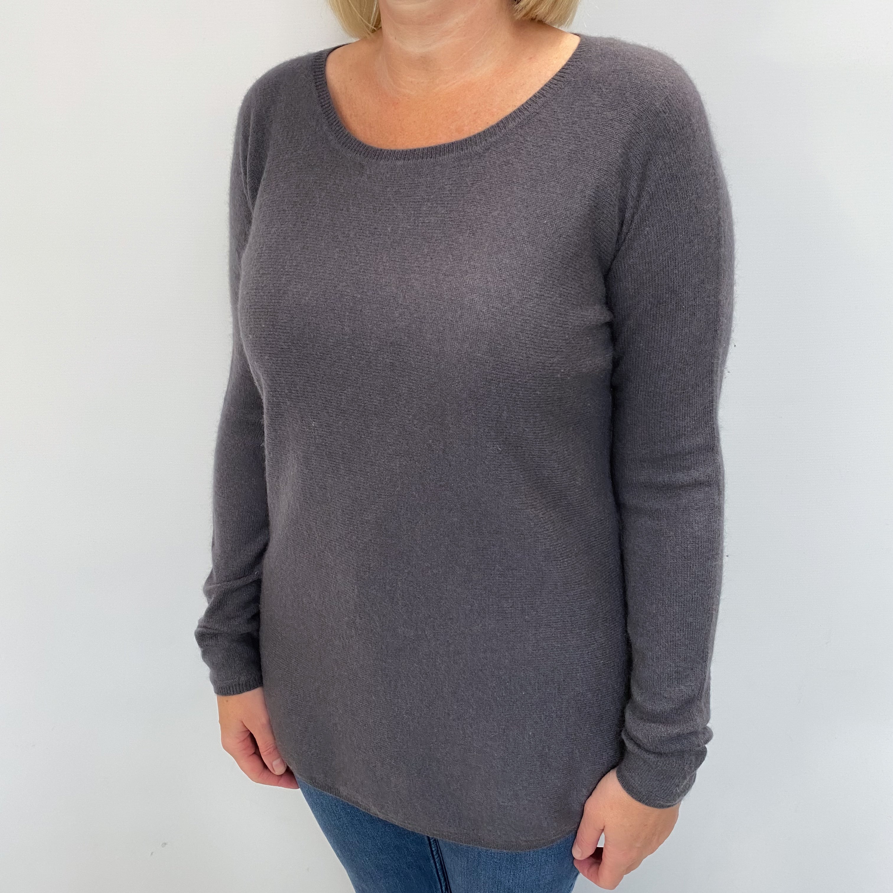 Grape Purple Cashmere Crew Neck Jumper Large