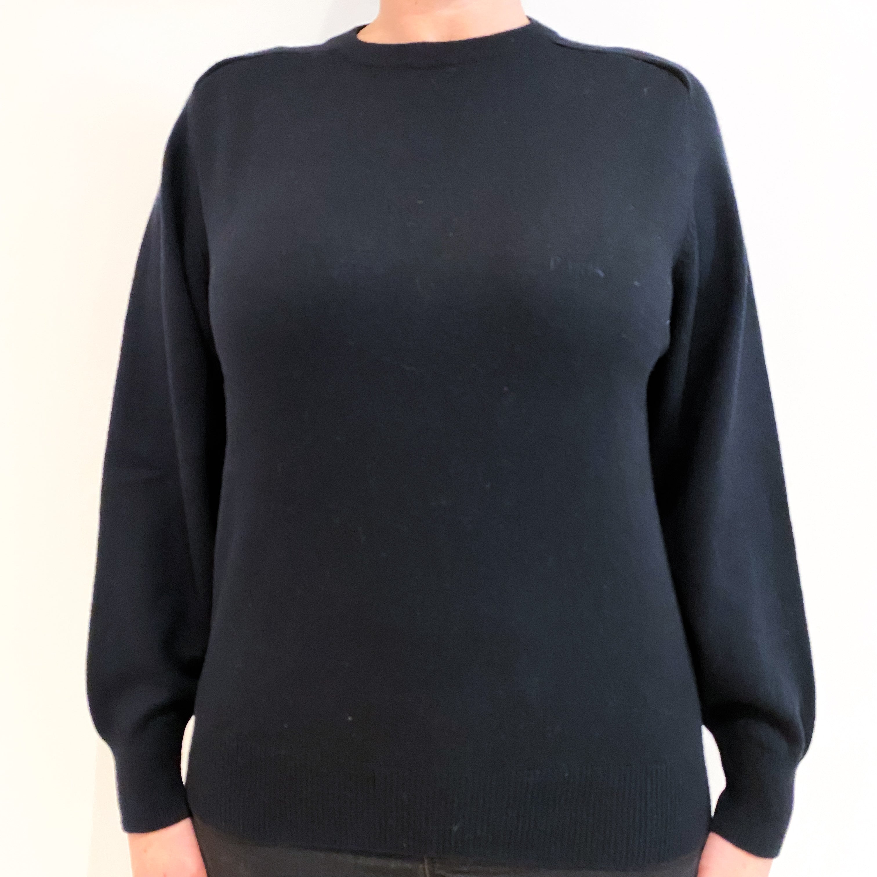 Black Cashmere Crew Neck Jumper Large